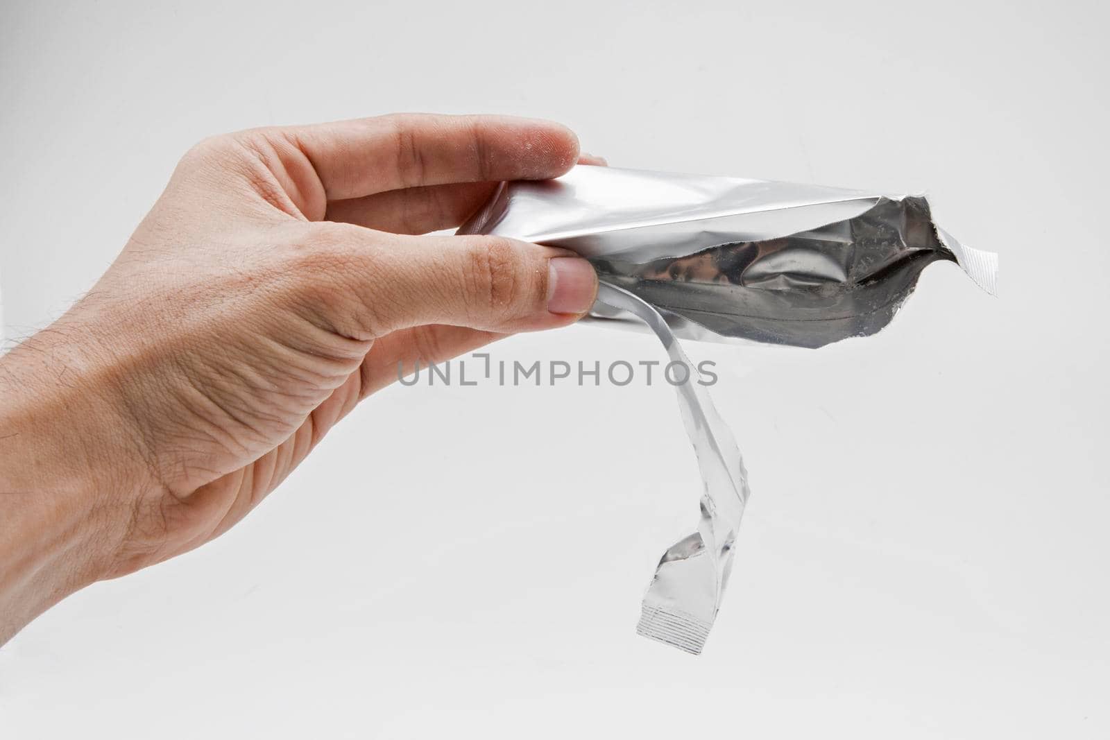 Foil bag package isolated on white background