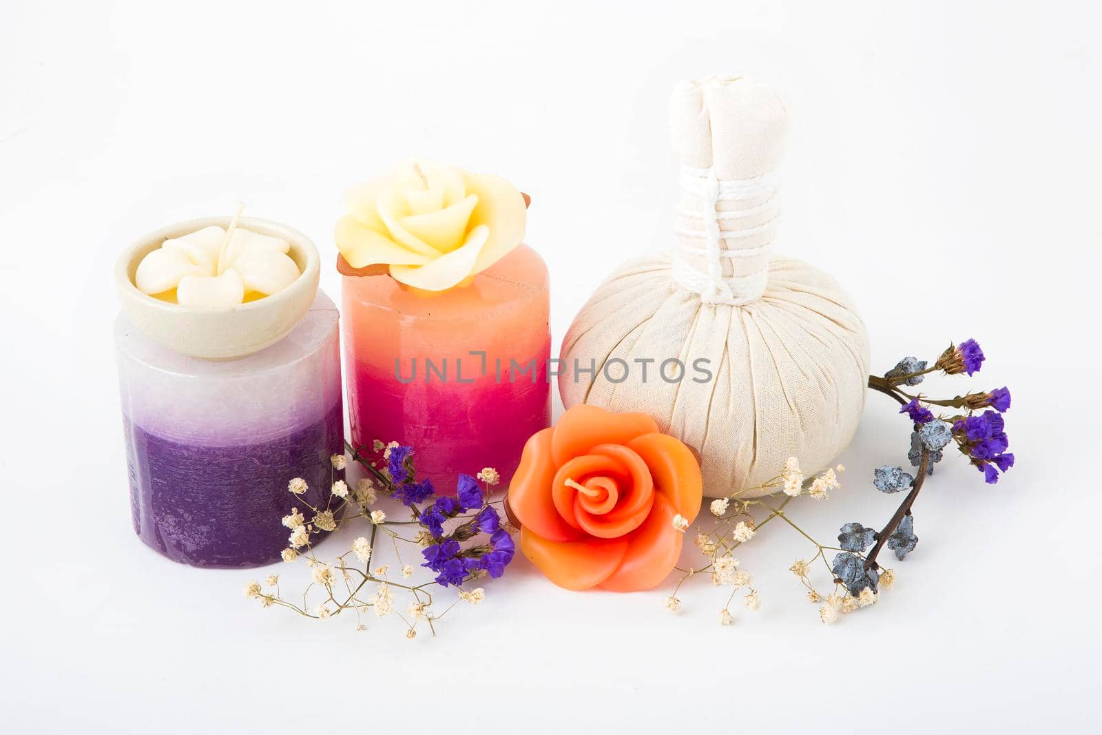 Spa candle on a white background.