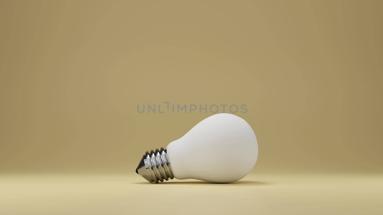 White light bulb on bright yellow background in pastel colors.