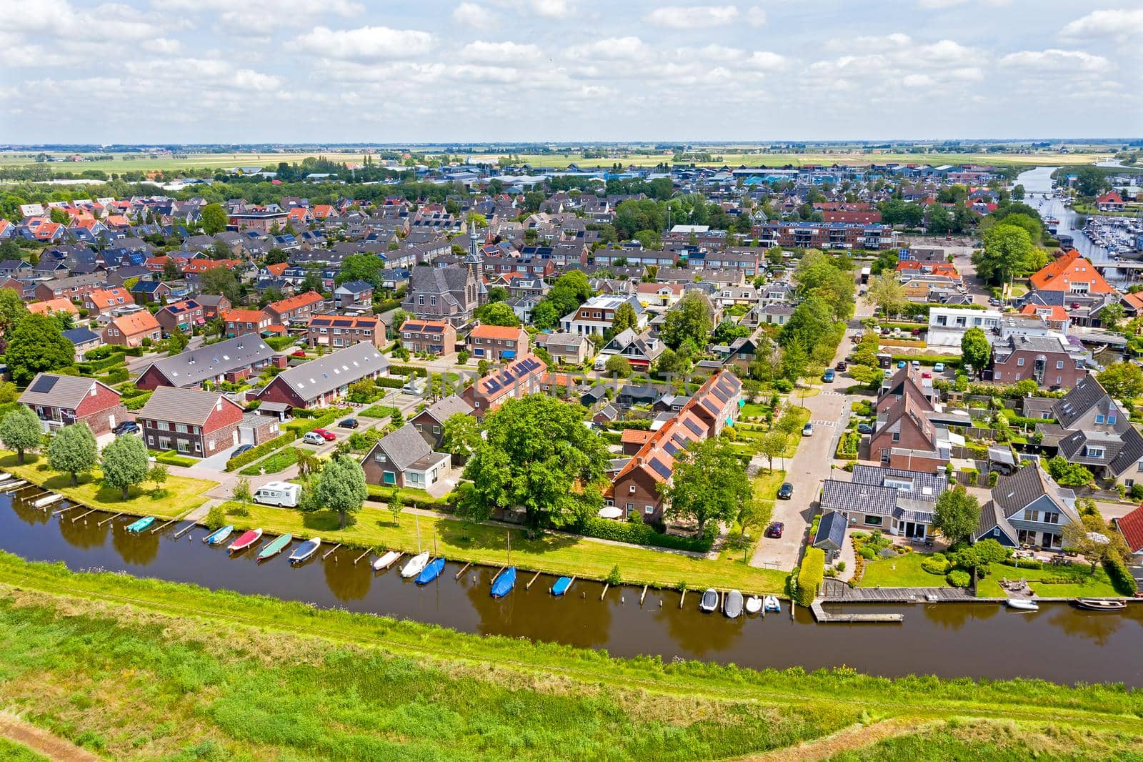 Aerial view on the village Heeg in Friesland the Netherlands by devy