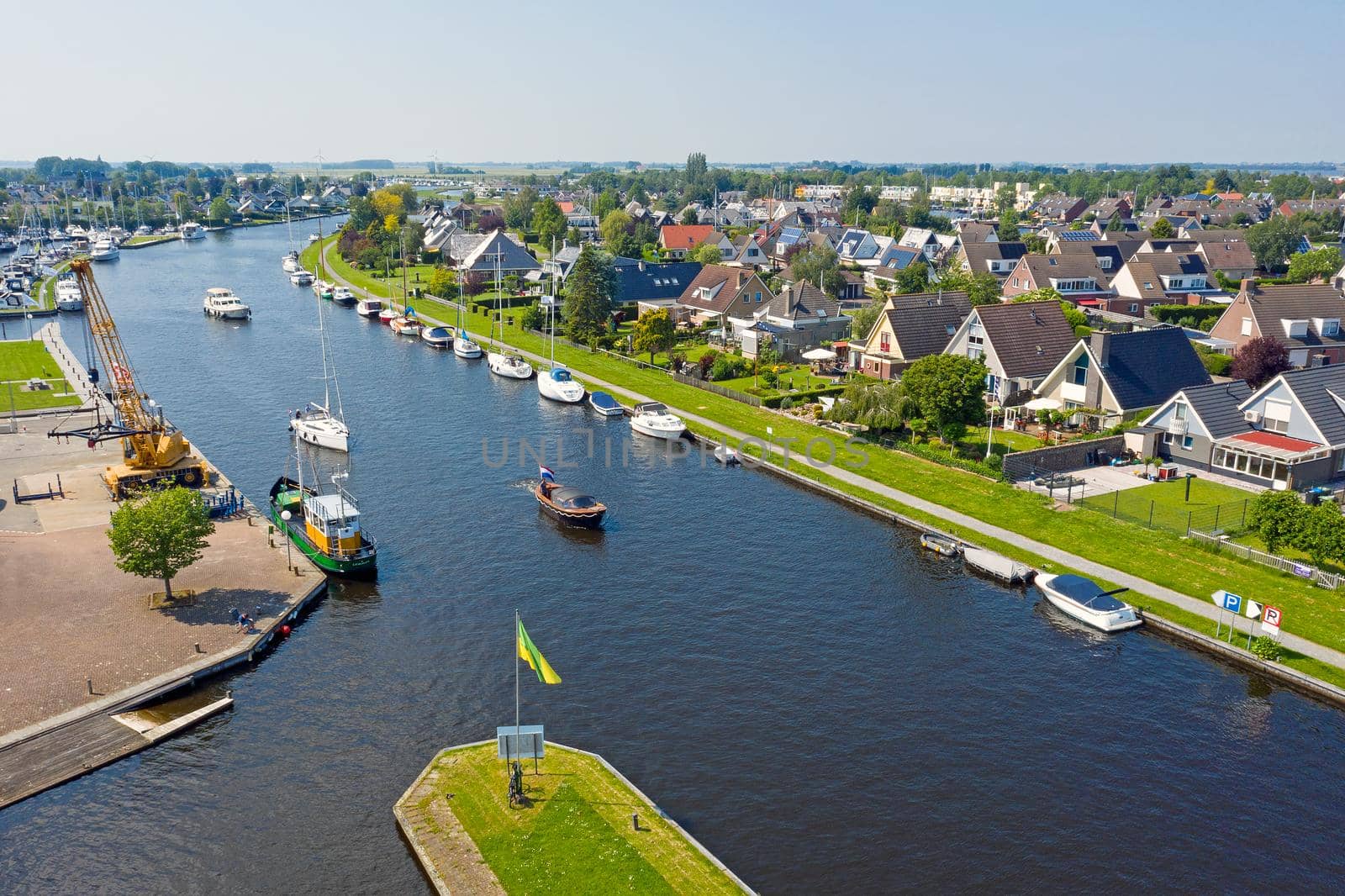 Aerial from the city Lemmer at the IJsselmeer in the Netherlands by devy