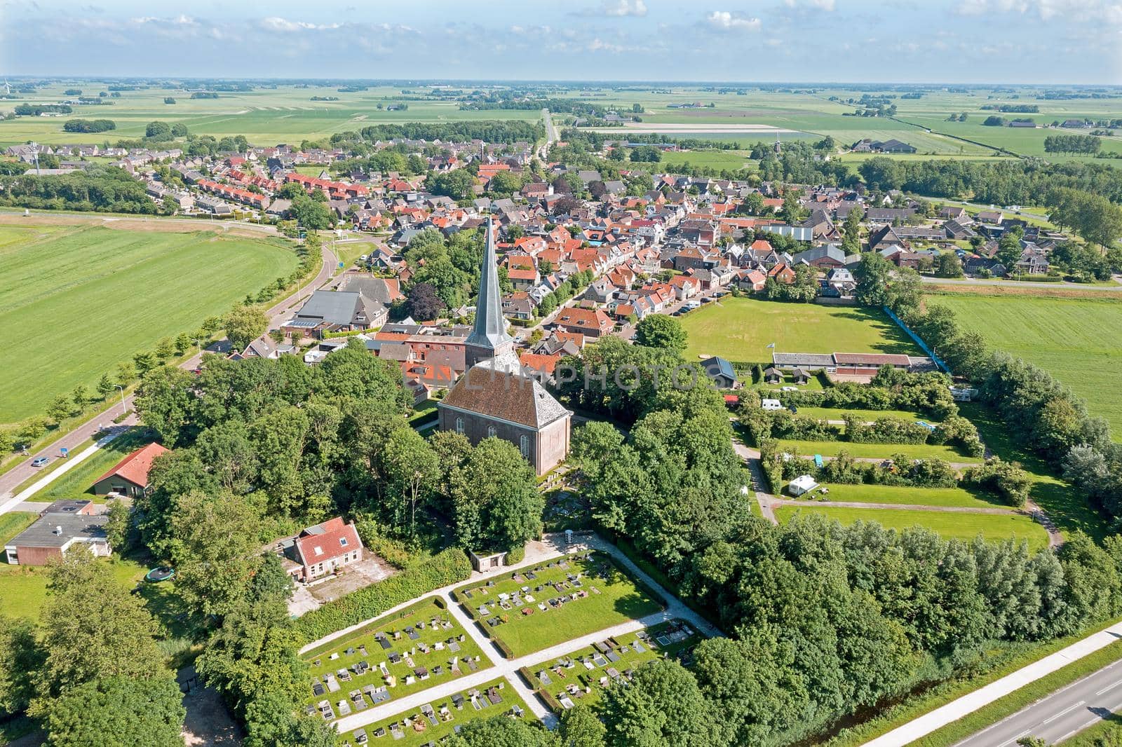 Aerial from the village Holwerd in Friesland the Netherlands by devy