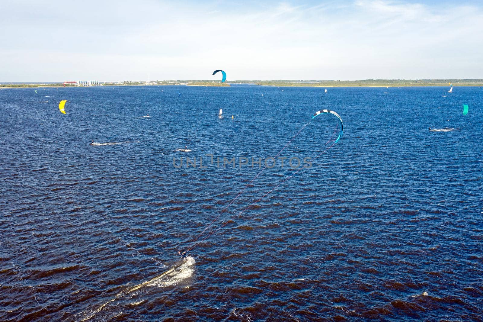 Aerial from watersports on Lauwersmeer in Friesland the Netherlands by devy