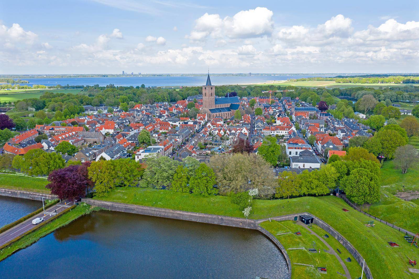 Aerial from the city Naarden in the Netherlands