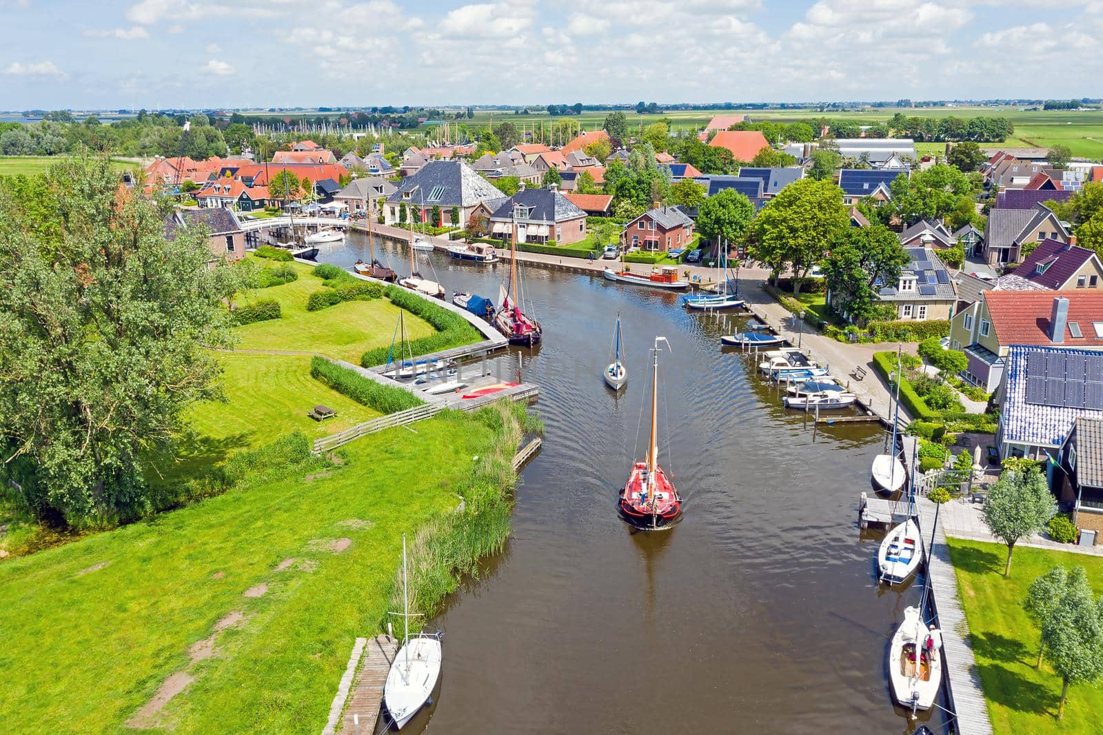 Aerial from the village Gaastmeer in Friesland the Netherlands