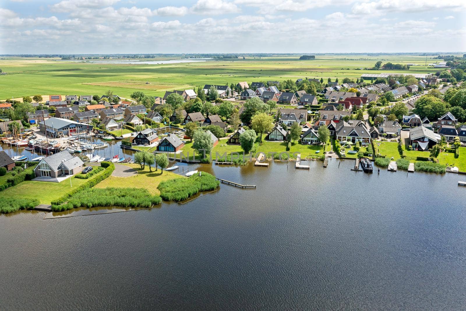 Aerial from the village Oudega in Friesland the Netherlands by devy