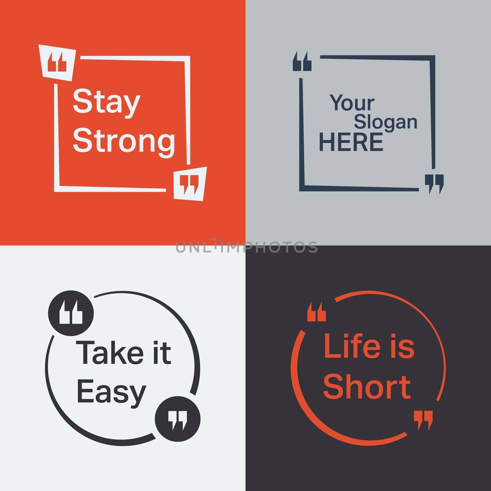 Quote square set. Quote Bubble Box with various slogan. Vector illustration.
