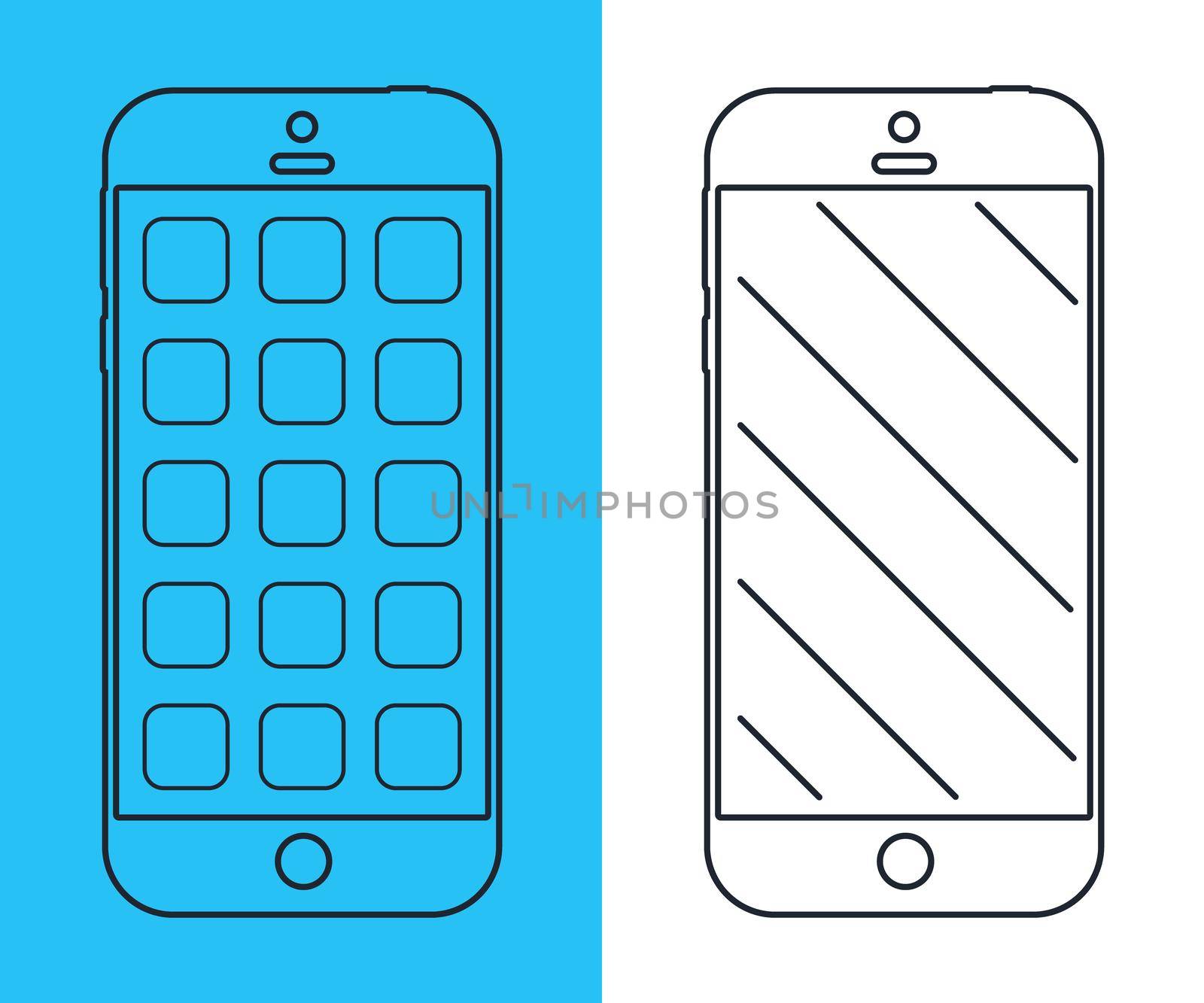 Smartphones. Mobile phone thin line design. Smart phones vector illustration.