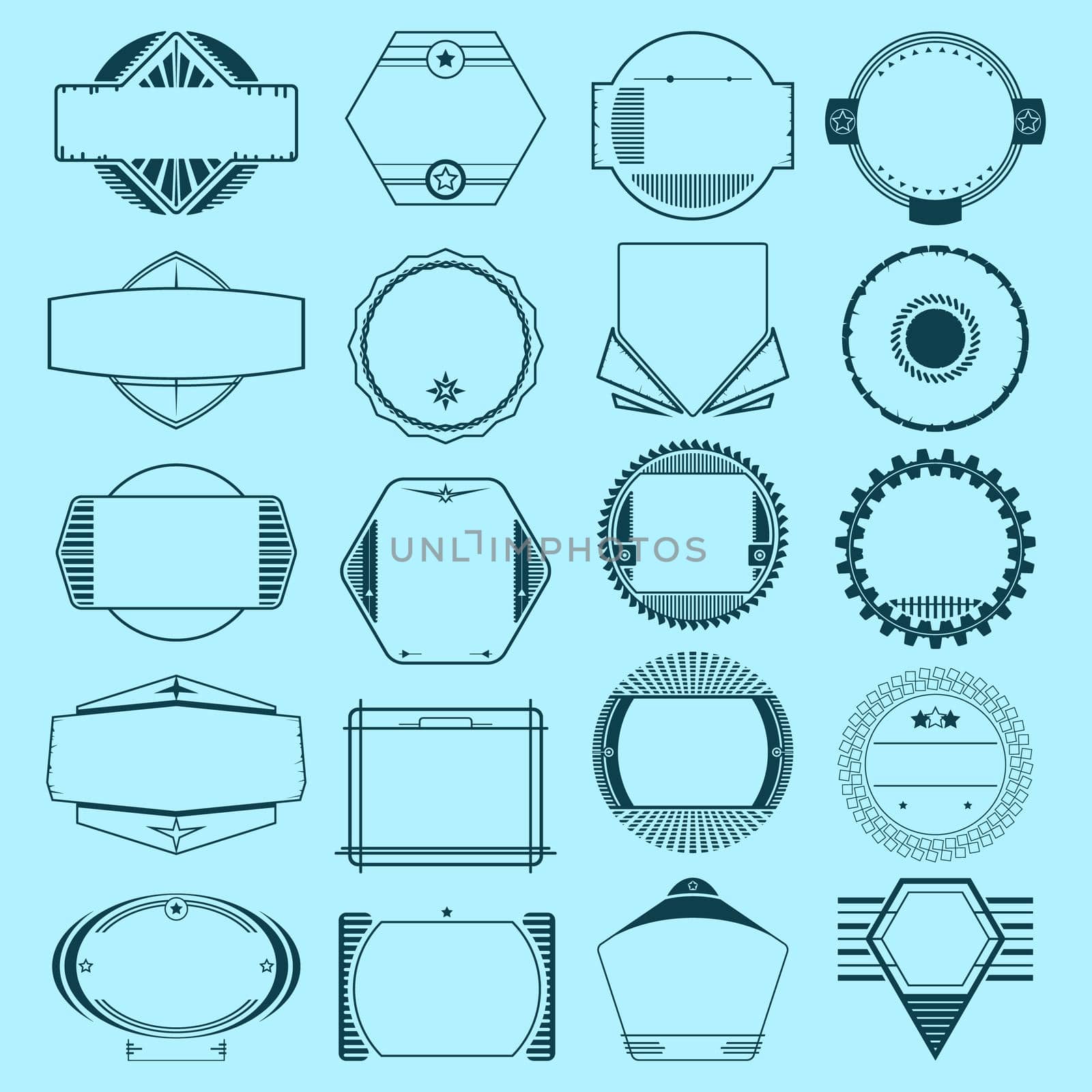 Set of abstract Insignias, Stamps, Logotypes. Vector design.