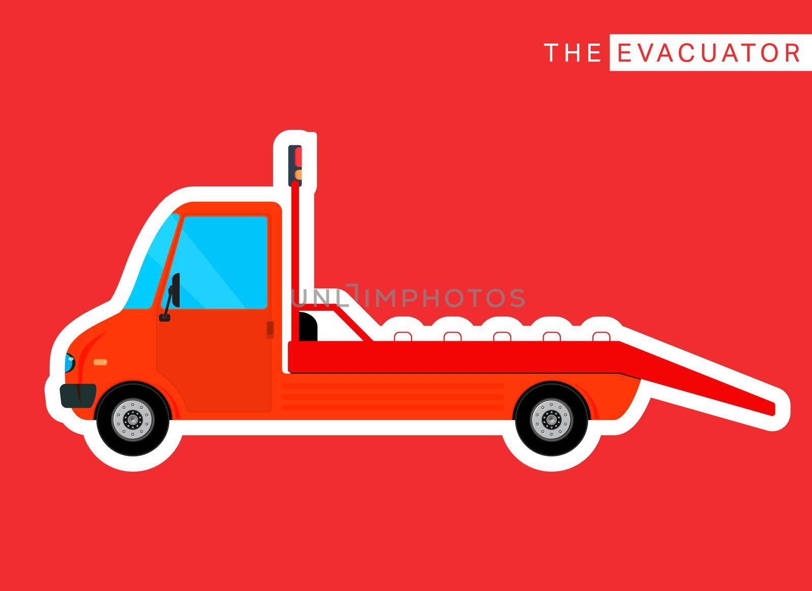 Roadside assistance evacuator truck. Freight delivery bus. Commercial vehicle. Vector illustration