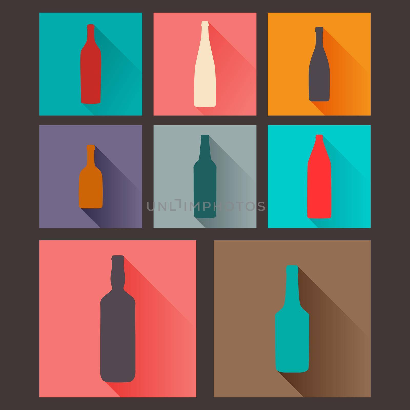 Bottle Flat Icon Design. Vector bottles silhouette illustration. 
