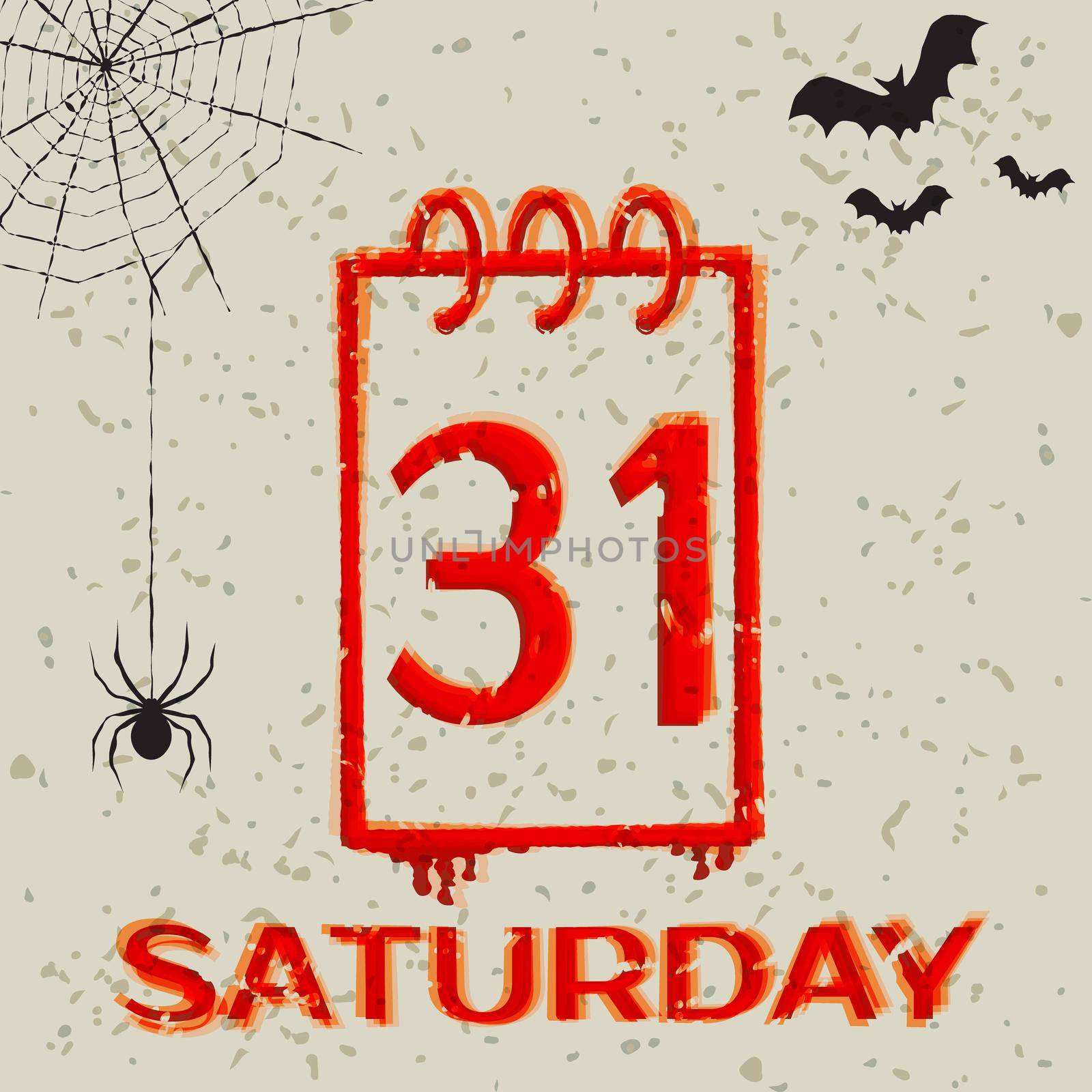 Calendar icon 31 october Halloween. Vector grunge illustration.