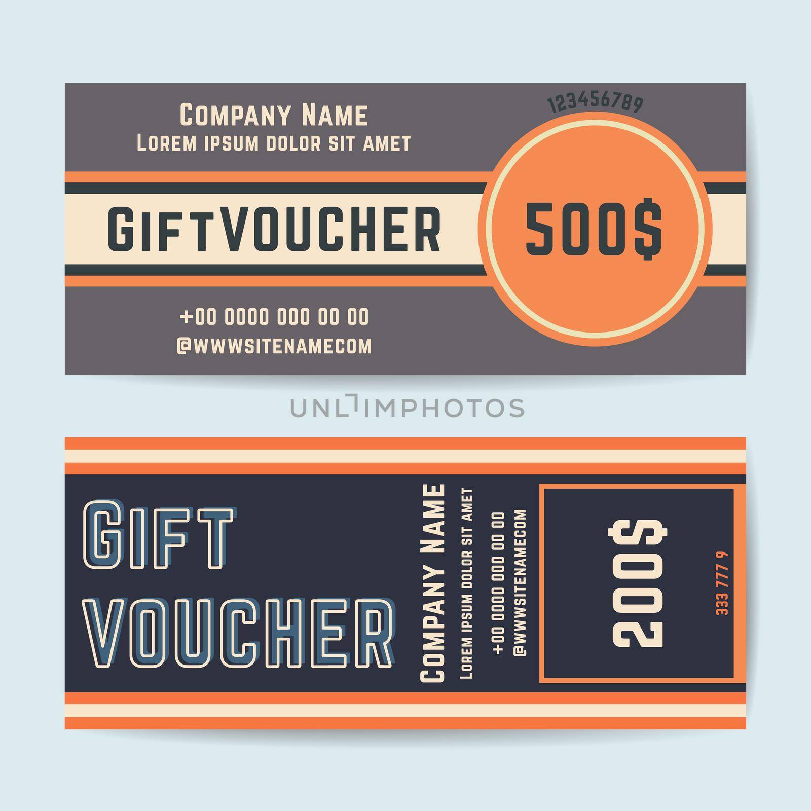 Voucher Gift Template. Trendy Simple Layout. Vector Design.