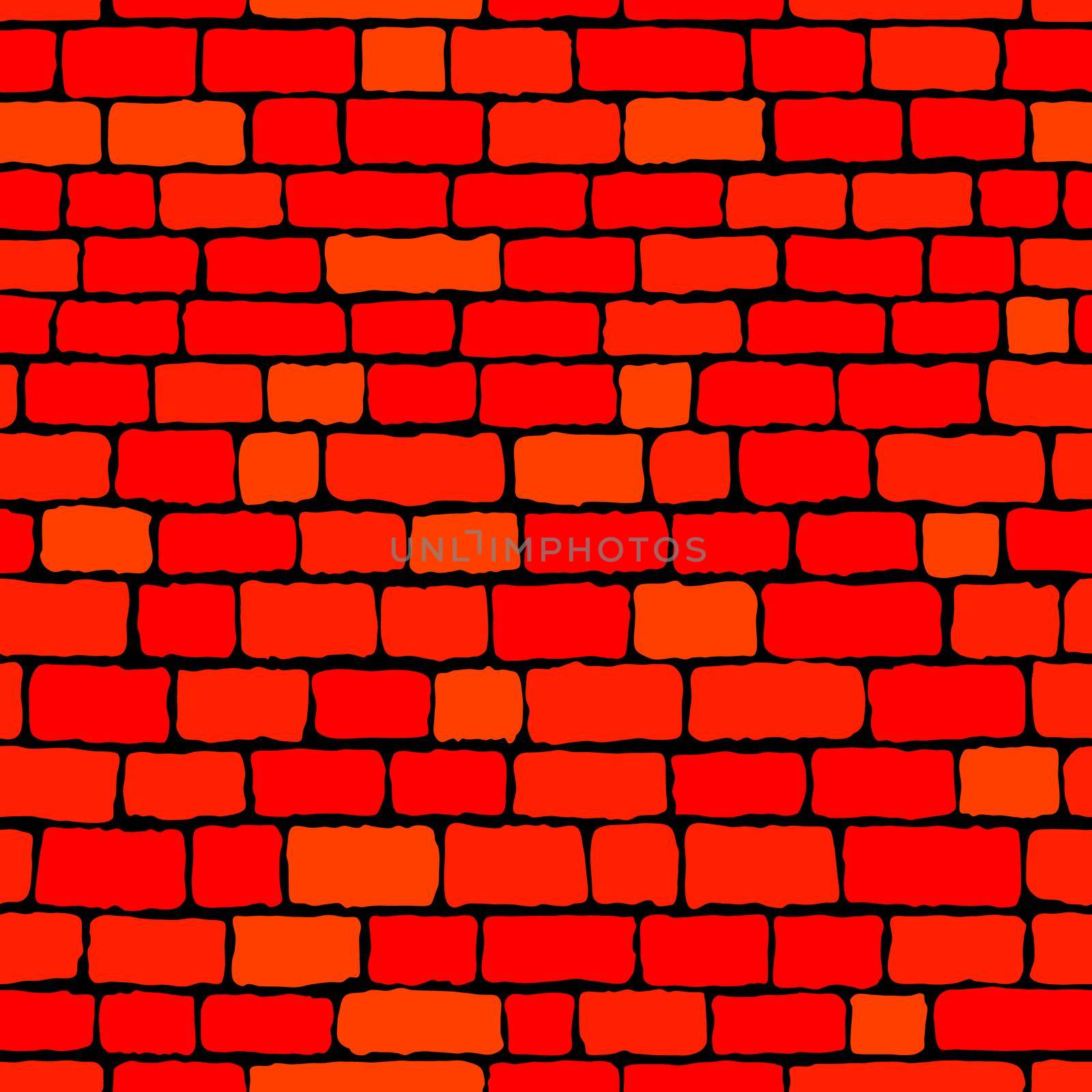 Red brick wall seamless background. Vector illustration.