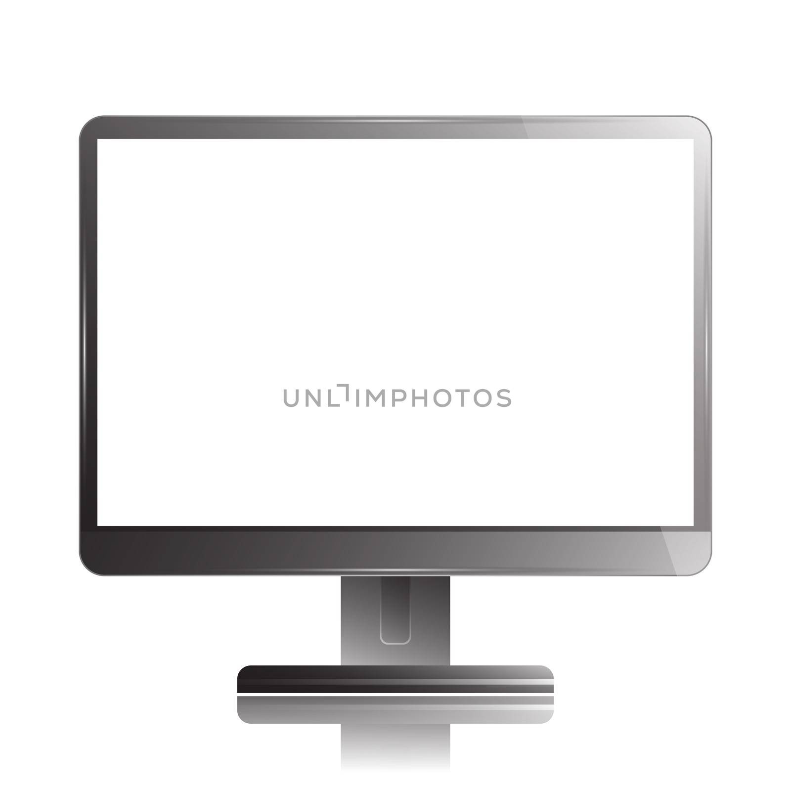 Monitor Computer Isolated on White Background. Display TV. Mockup Design. Vector Illustration.