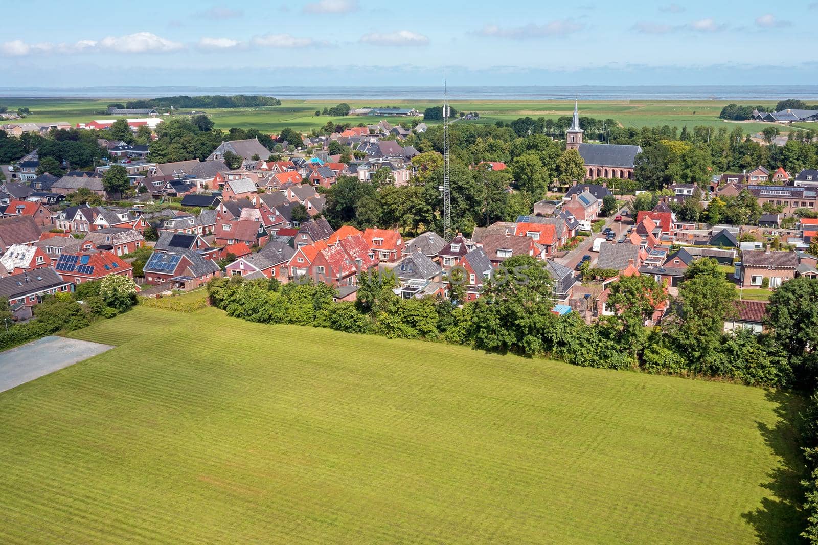Aerial from the village Ternaard in Friesland the Netherlands