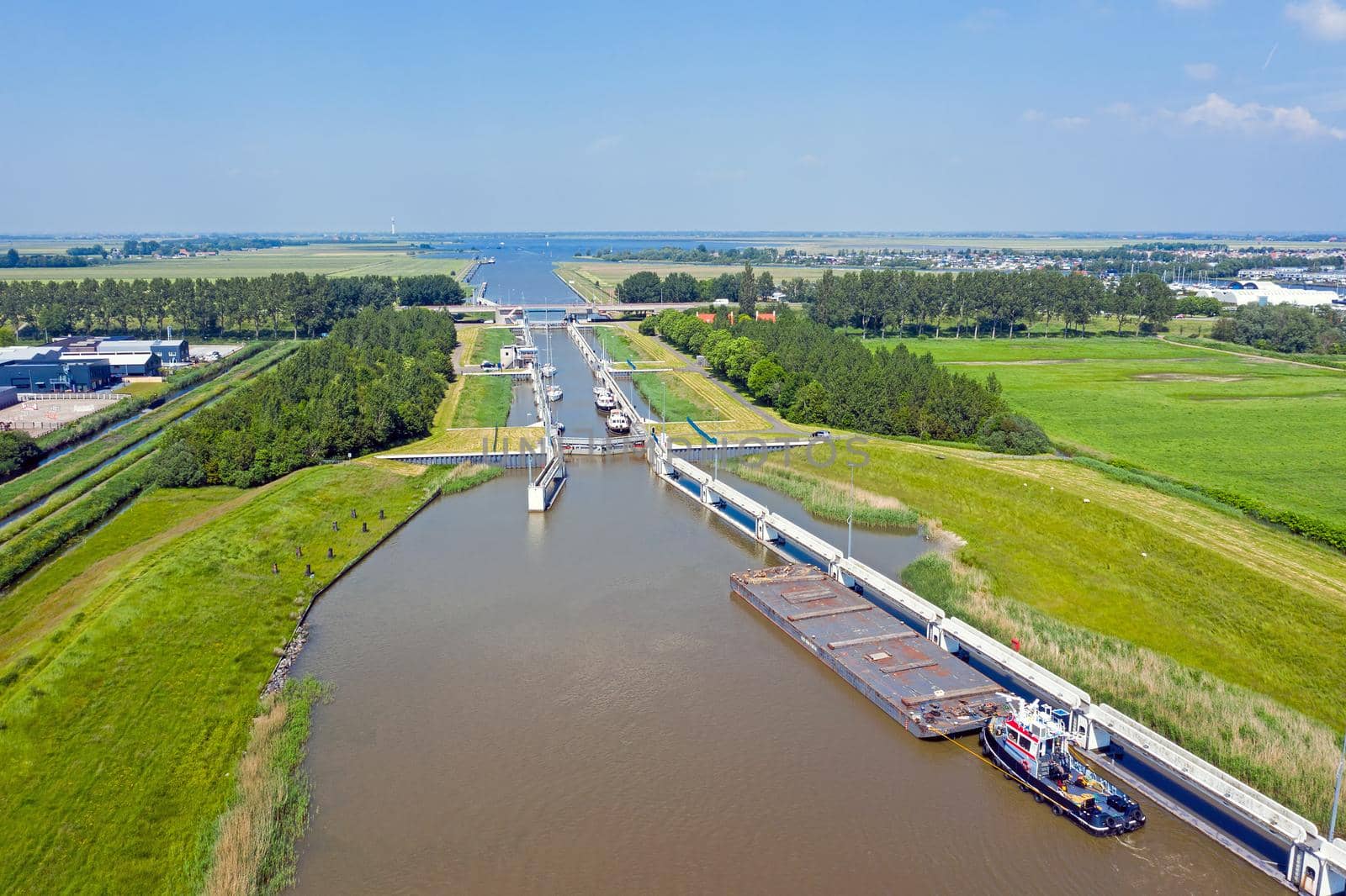 Aerial from Princes Margriet Sluices near Lemmer in the Netherlands by devy