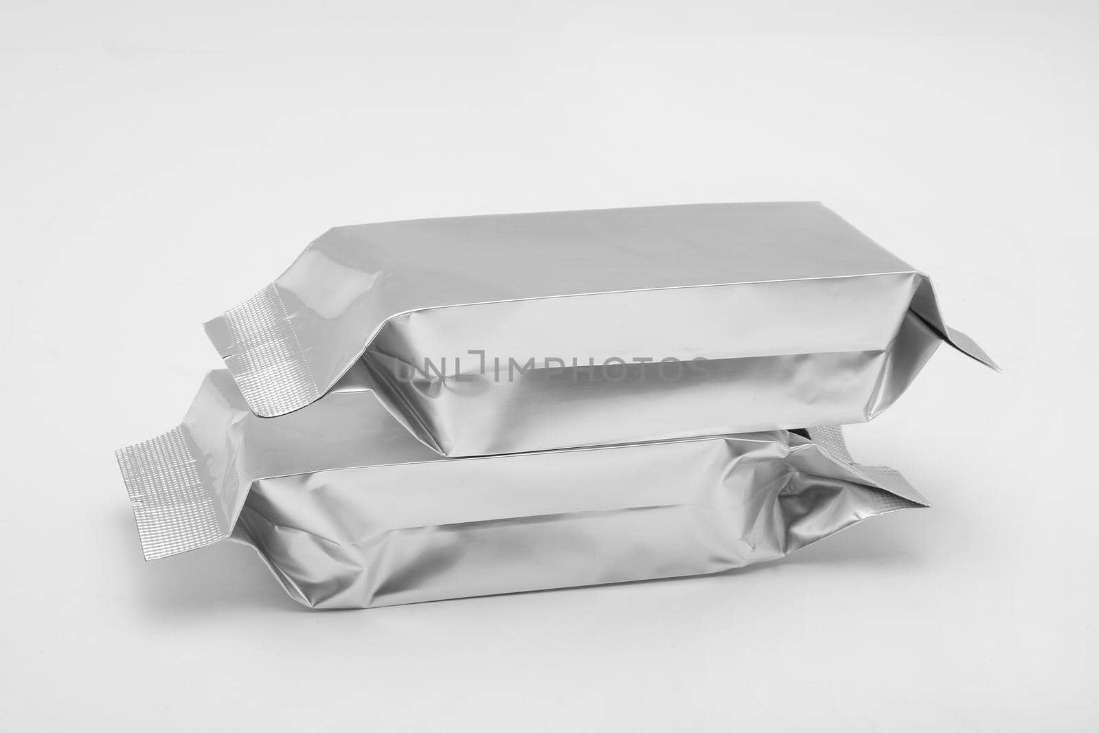 Foil bag package isolated on white background