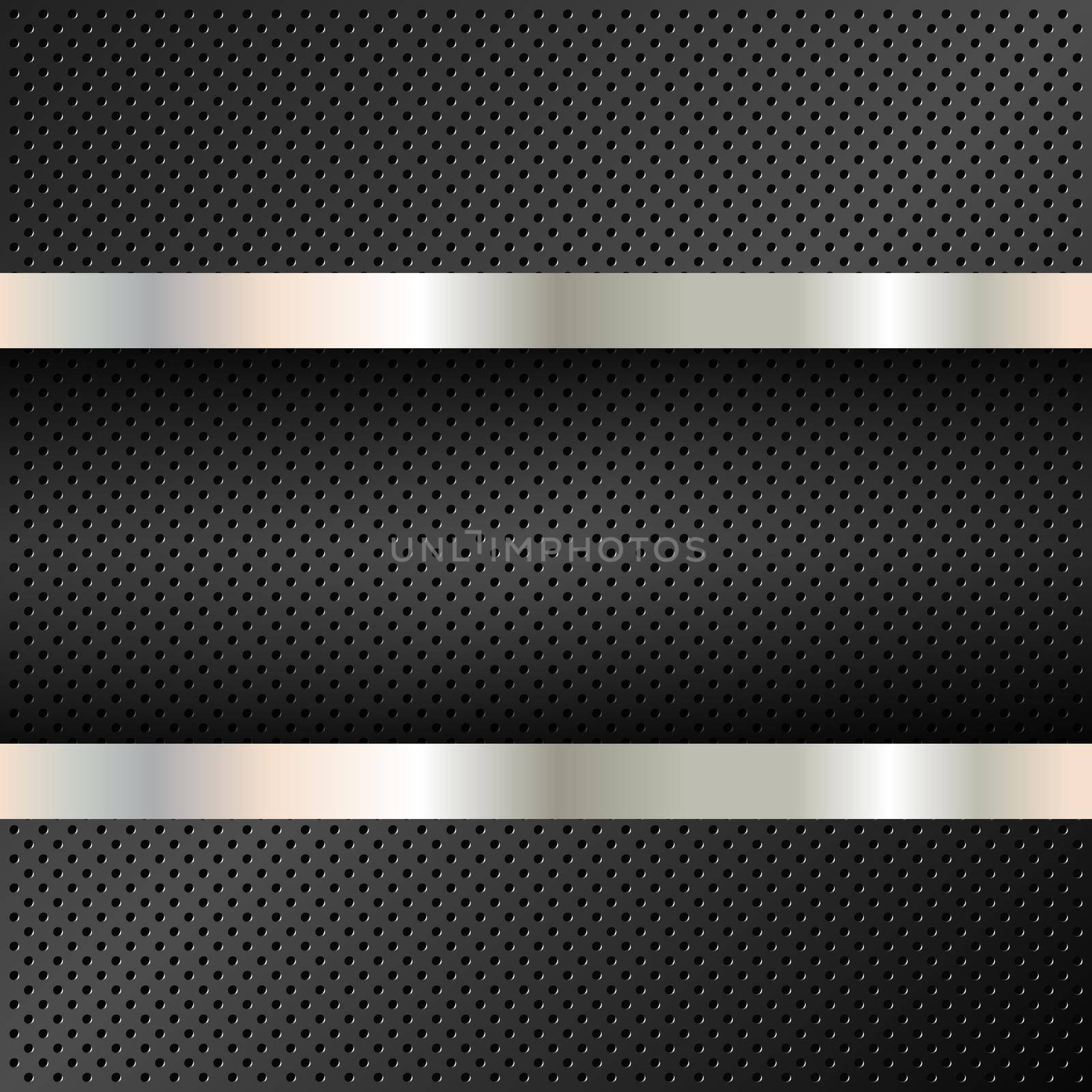 Technology background with perforated circles. Cell metal backdrop with banner. Vector illustration