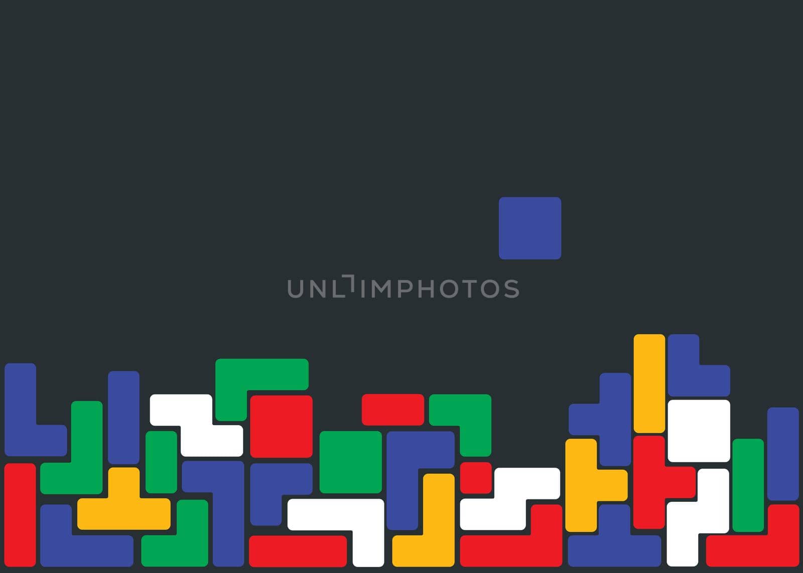 Old video game square template. Colored bricks game pieces. Vector illustration.