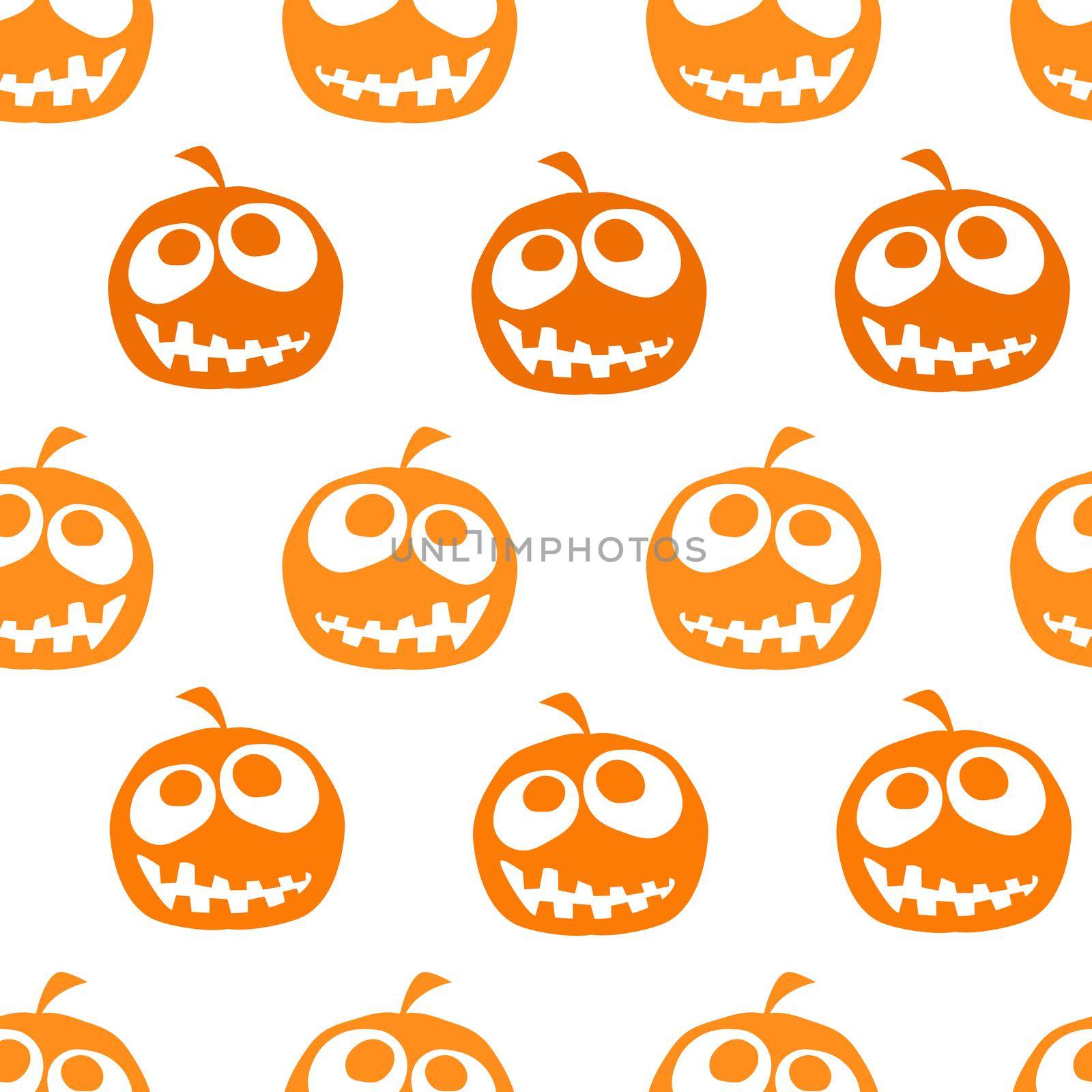 Halloween pumpkin seamless pattern. Orange pumpkins on white background. Vector illustration