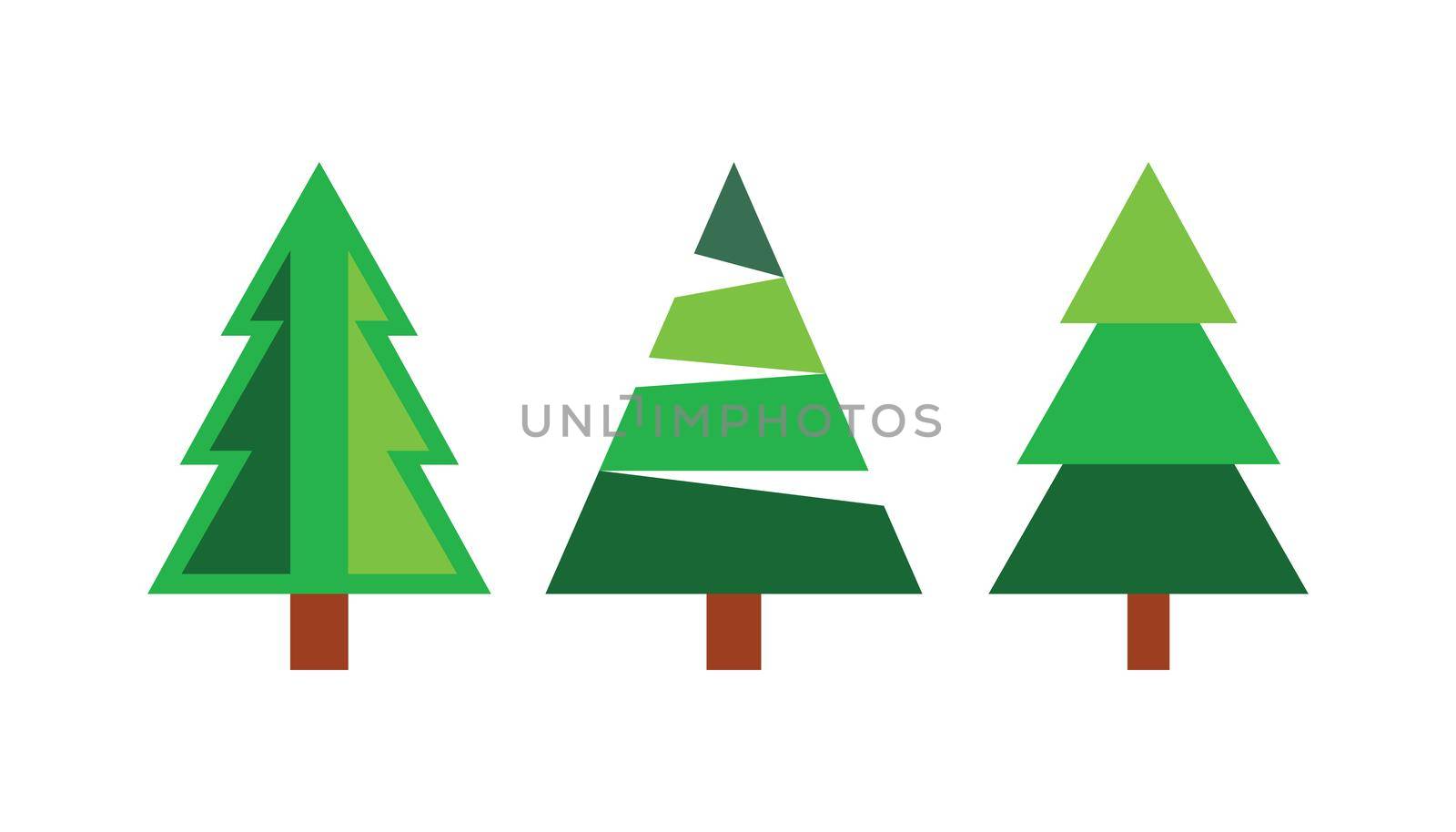 Christmas trees isolated on white background. Design element for cover, greeting card, brochure or flyer. Vector illustration.