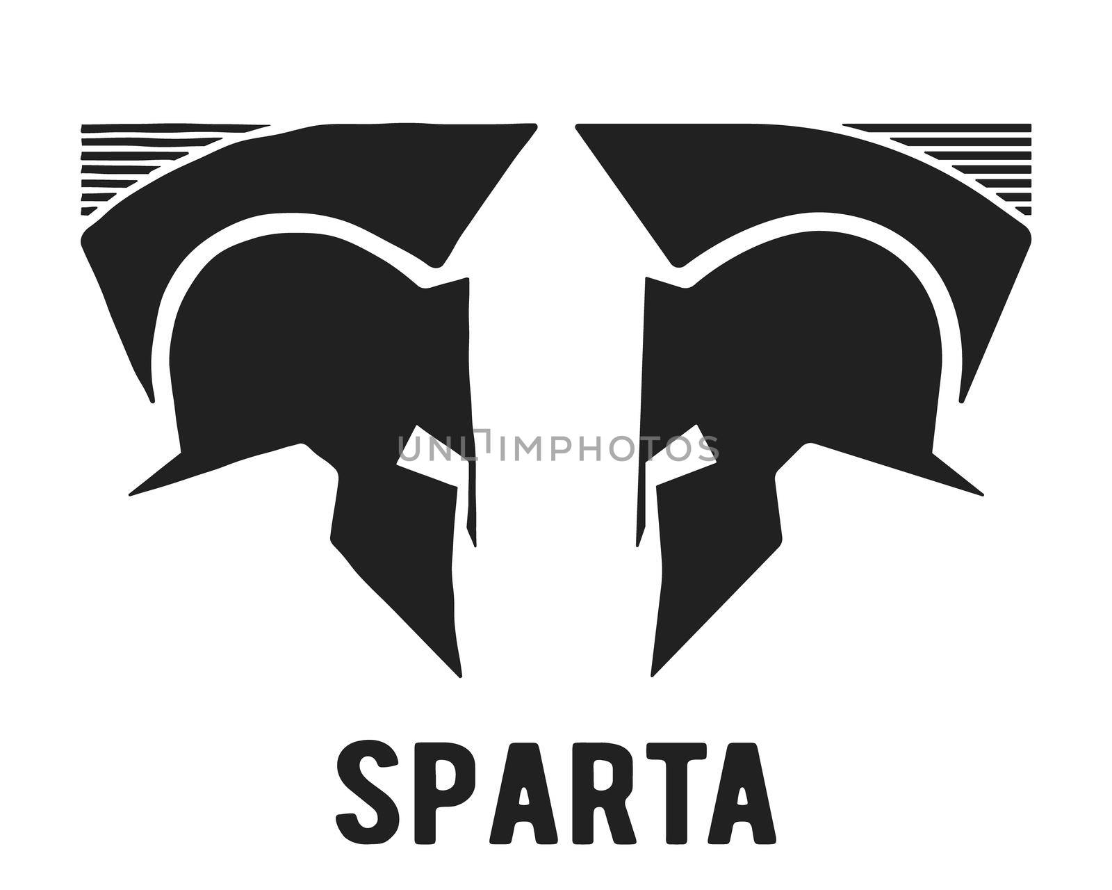 Spartan helmet icon. Two centurion helmet symbol. Vector illustration.