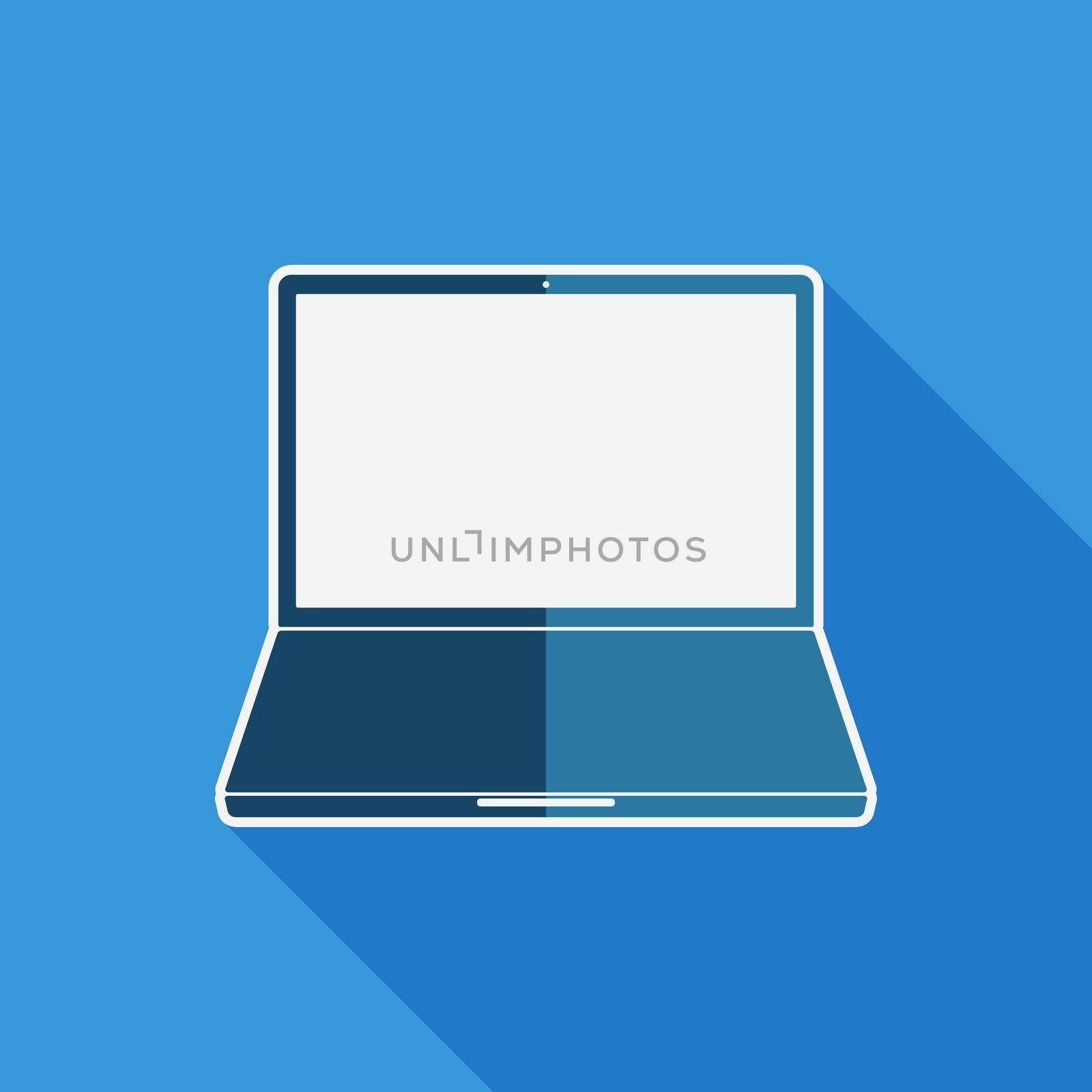 Laptop flat icon. Laptop with blank screen. Vector illustration