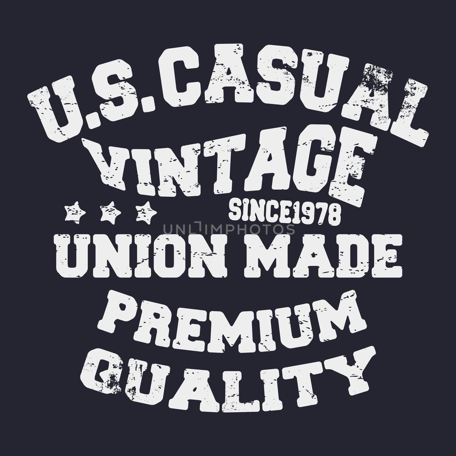 T-shirt print design. US casual vintage stamp. Printing and badge applique label t-shirts, jeans, casual wear. Vector illustration.