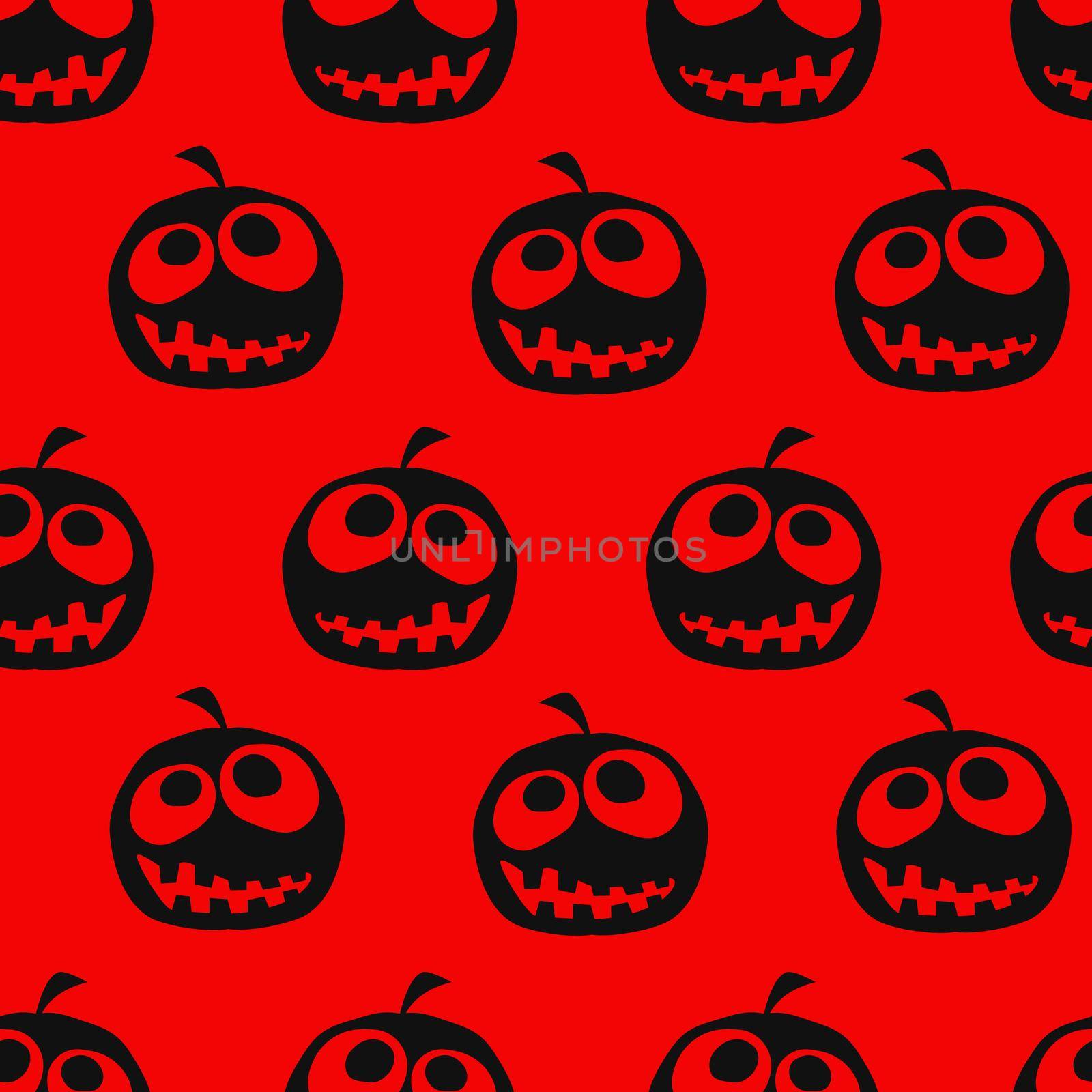 Halloween pumpkin seamless pattern. Black pumpkins on red background. Vector illustration