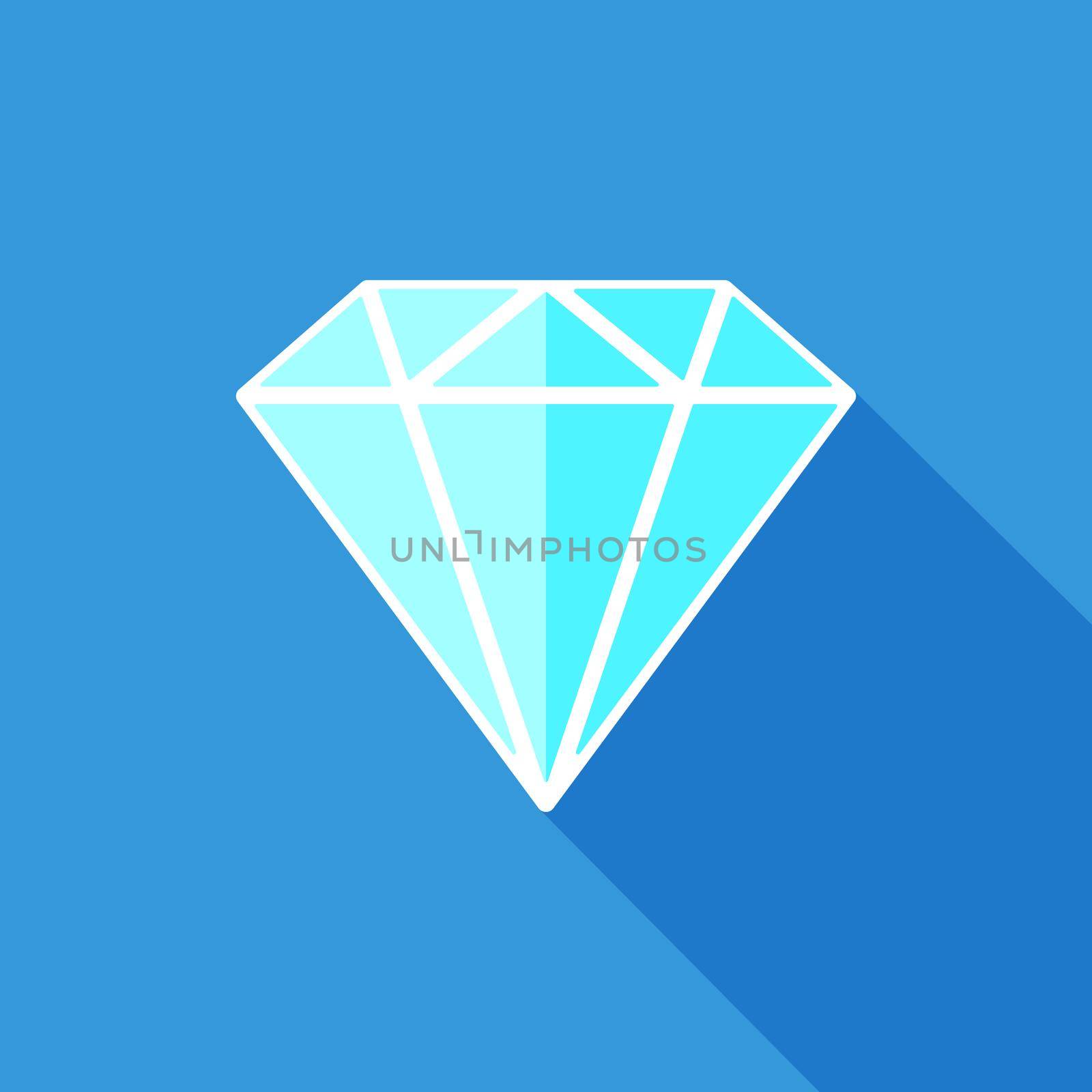 Diamond flat icon. Precious stone symbol. Vector illustration