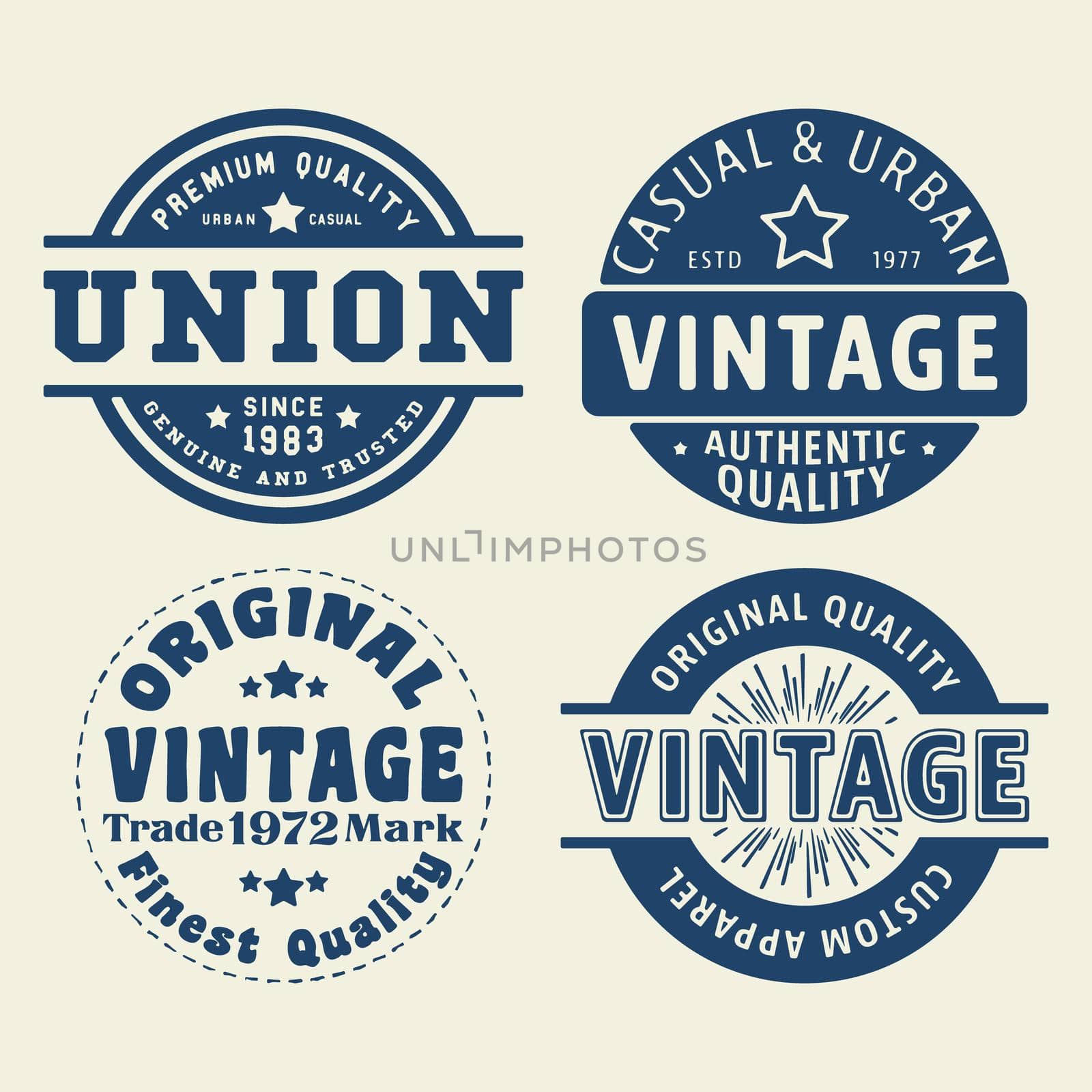 T-shirt print design. Vintage labels and stamps set. Printing and badge applique label t-shirts, jeans, casual wear. Vector illustration.
