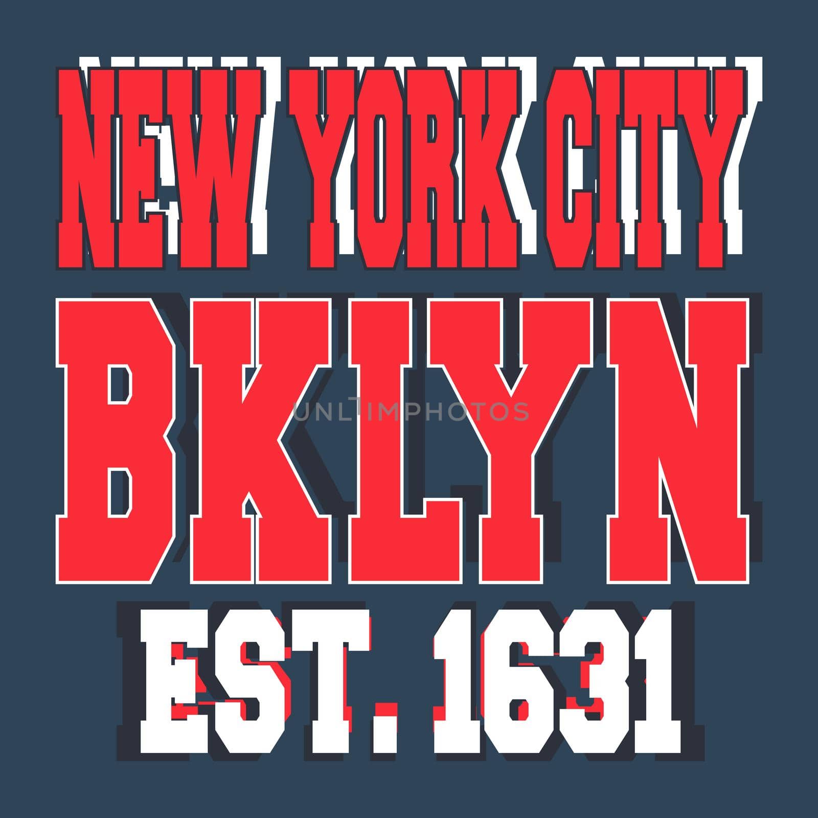 T-shirt print design. Broolklyn New York vintage stamp. Printing and badge applique label t-shirts, jeans, casual wear. Vector illustration.