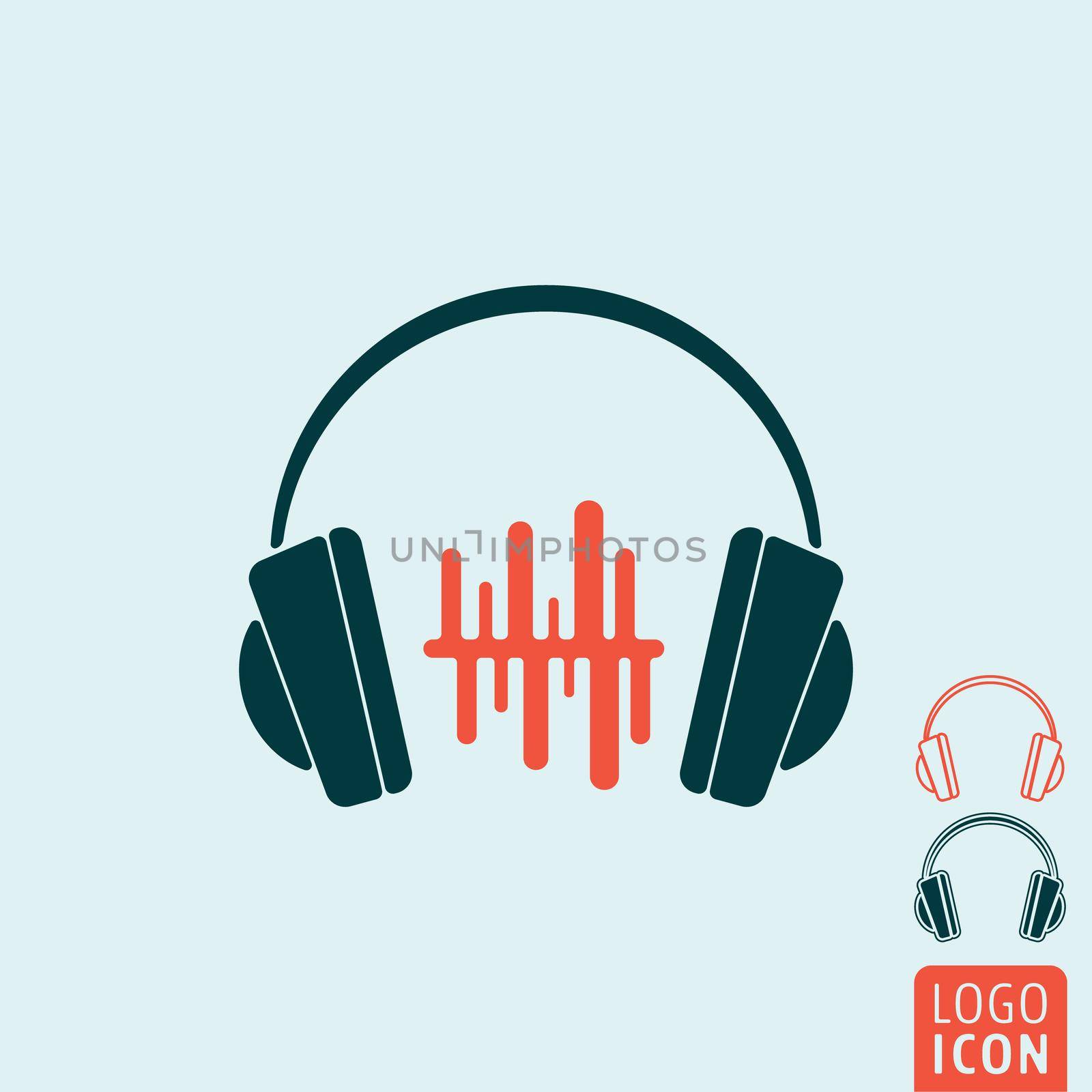 Headphones icon. Headphones symbol. Headphone with sound wave beats icon isolated, minimal design. Vector illustration