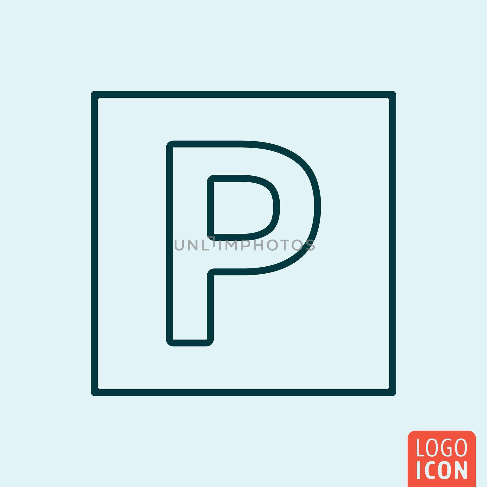 Parking Icon logo line flat design. Vector illustration.