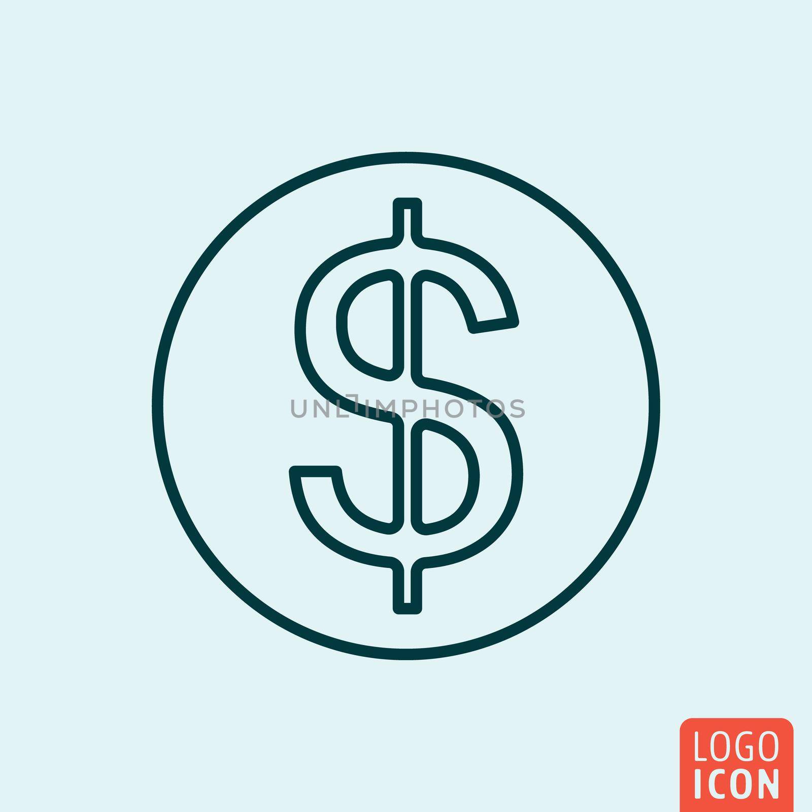 Dollar money Icon logo line flat design. Vector illustration.