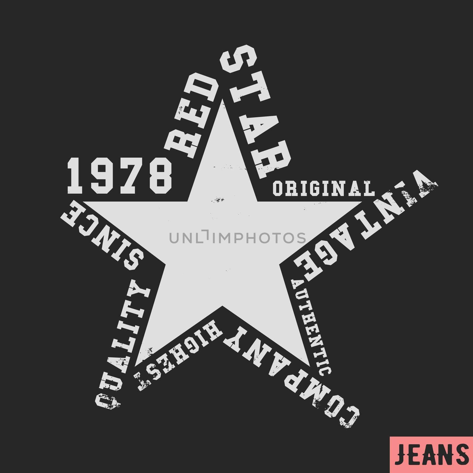 T-shirt print design. Star vintage stamp. Printing and badge applique label t-shirts, jeans, casual wear. Vector illustration.