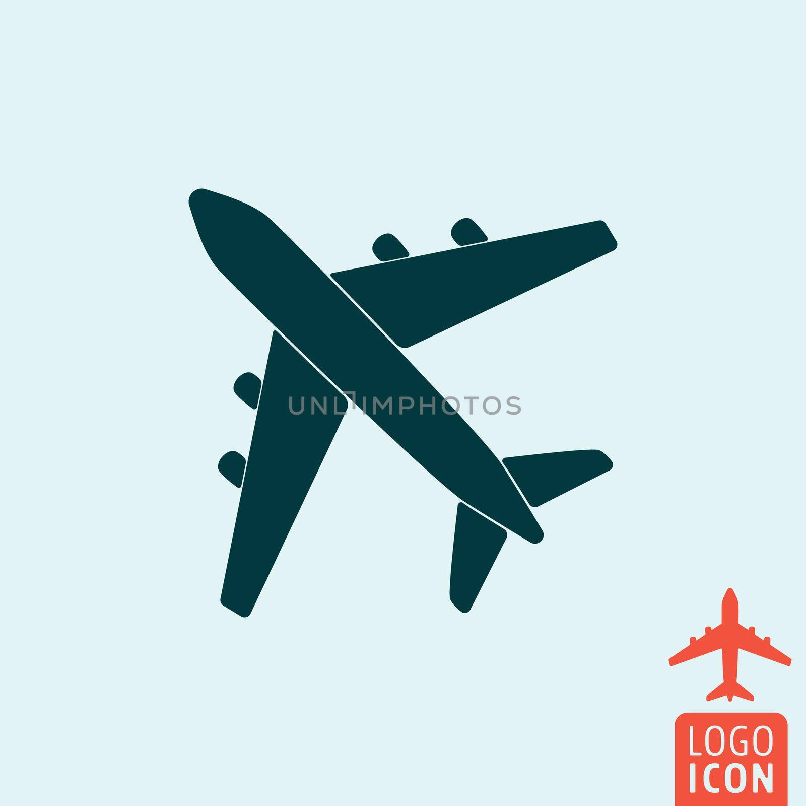 Plane icon. Plane logo. Plane symbol. Silhouette plane icon isolated, minimal design. Vector illustration