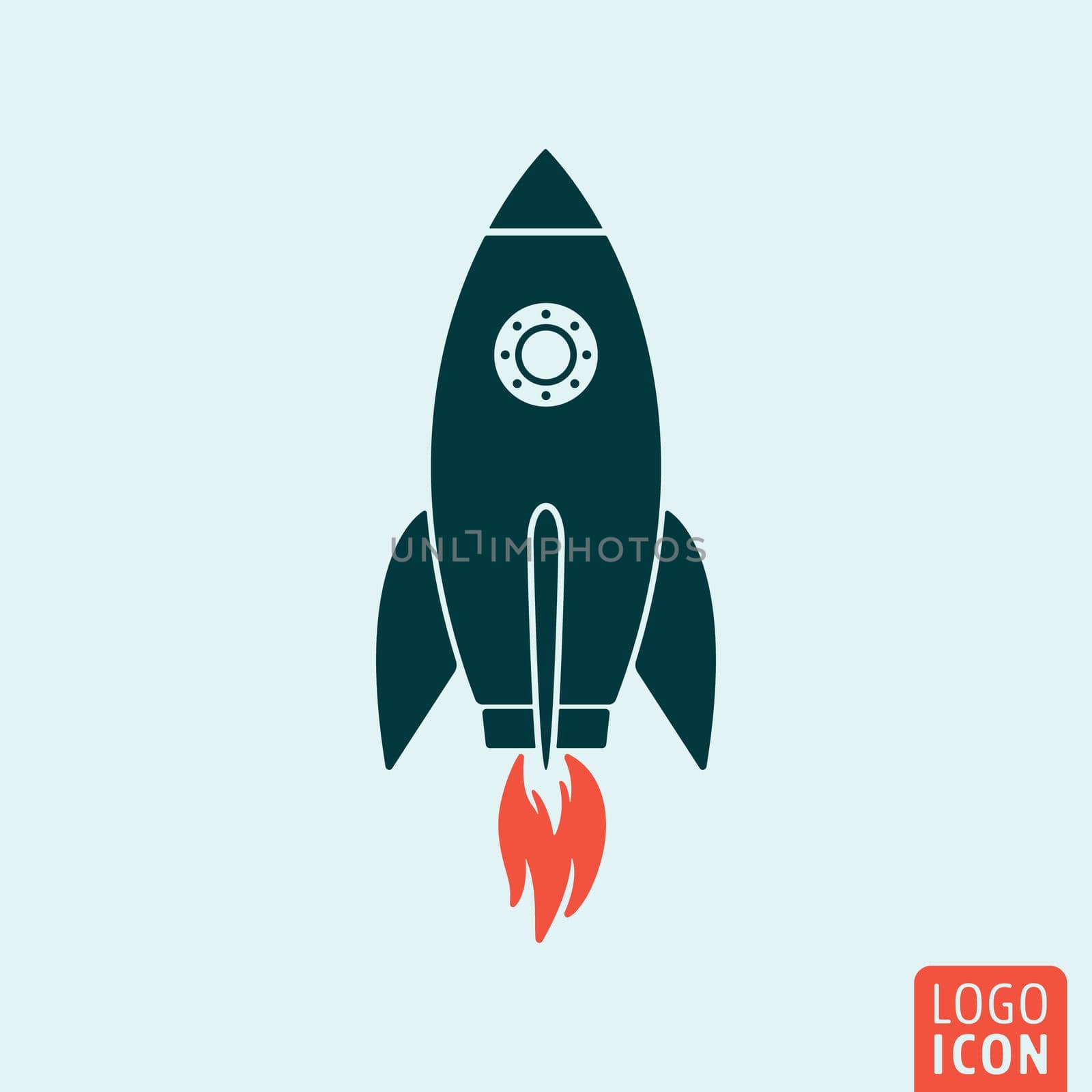 Rocket icon. Rocket logo. Rocket symbol. Rocket launch icon isolated, minimal design. Vector illustration