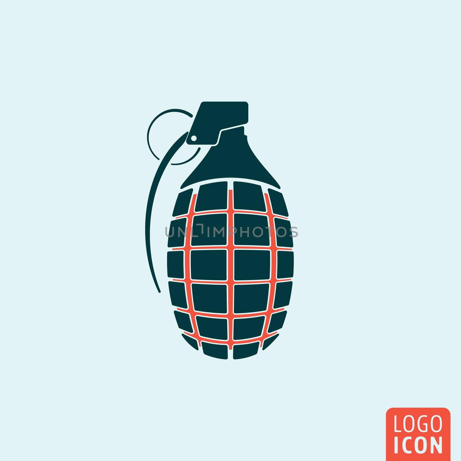 Grenade icon. Grenade logo. Grenade symbol. Hand grenade icon isolated, minimal design. Vector illustration