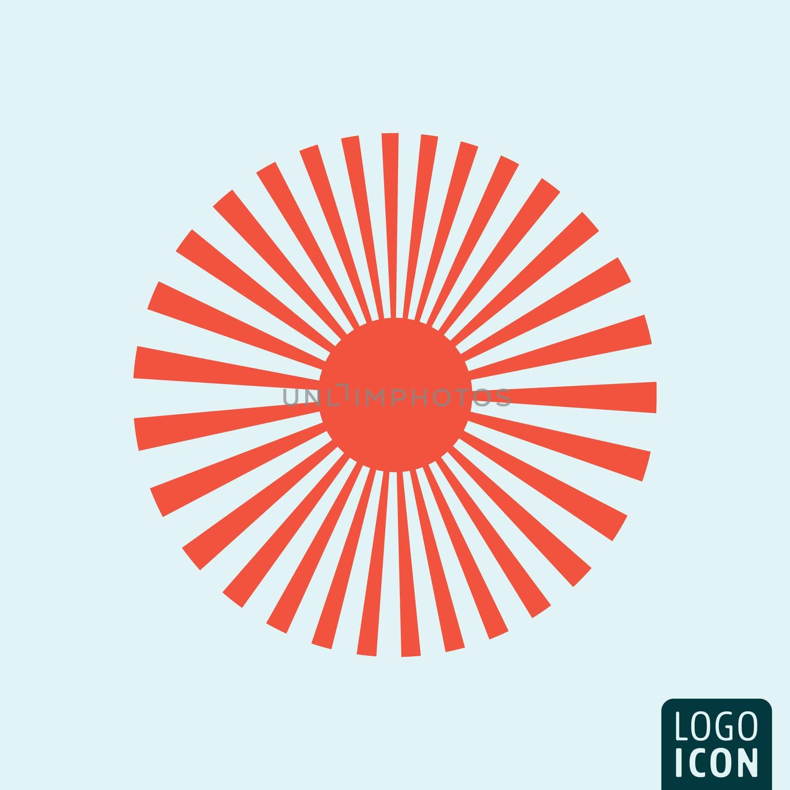 Sun icon. Sun logo. Sun symbol. Sunshine icon isolated minimal design. Vector illustration
