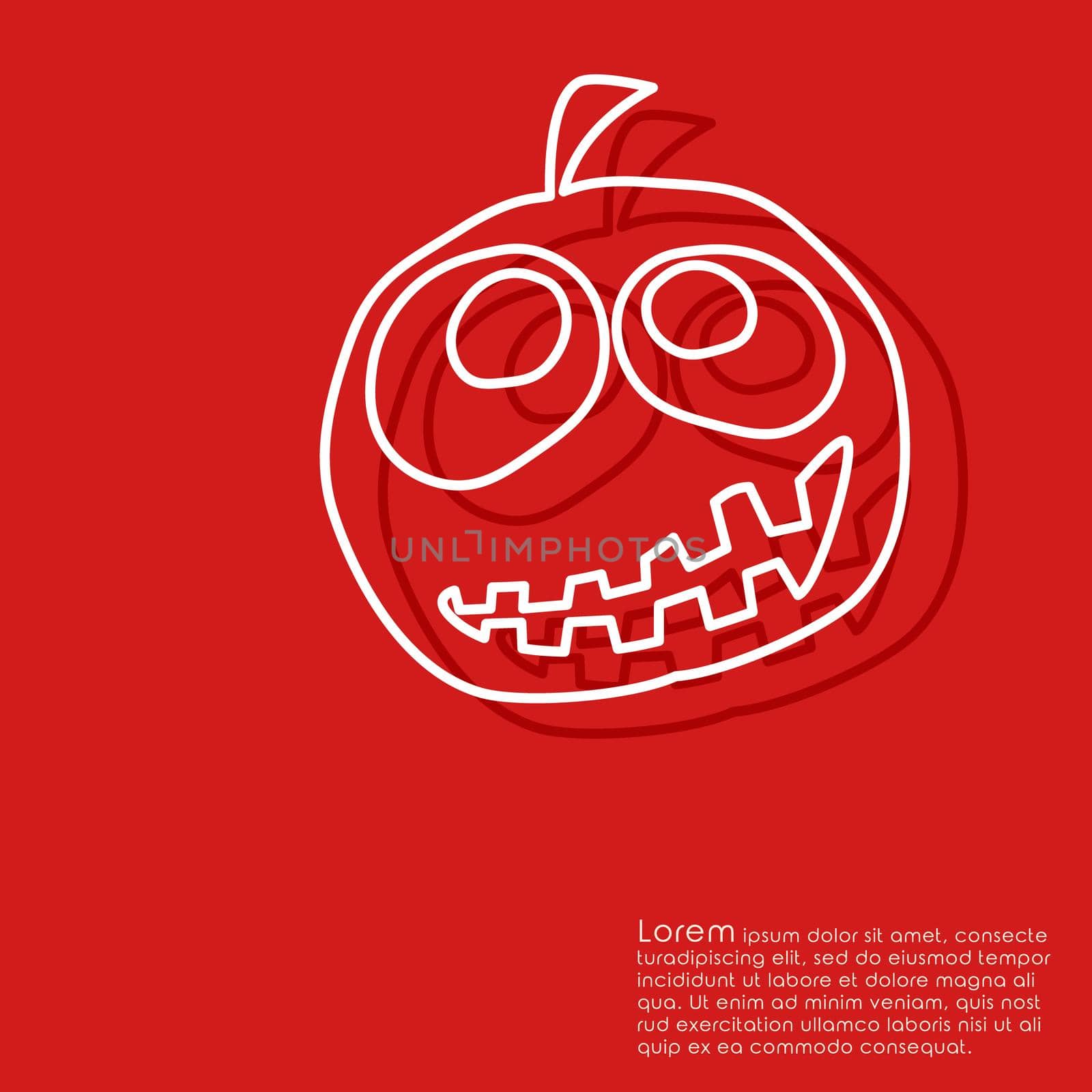 Line halloween pumpkin on red background. Cover brochures, flyer, card design template. Vector illustration