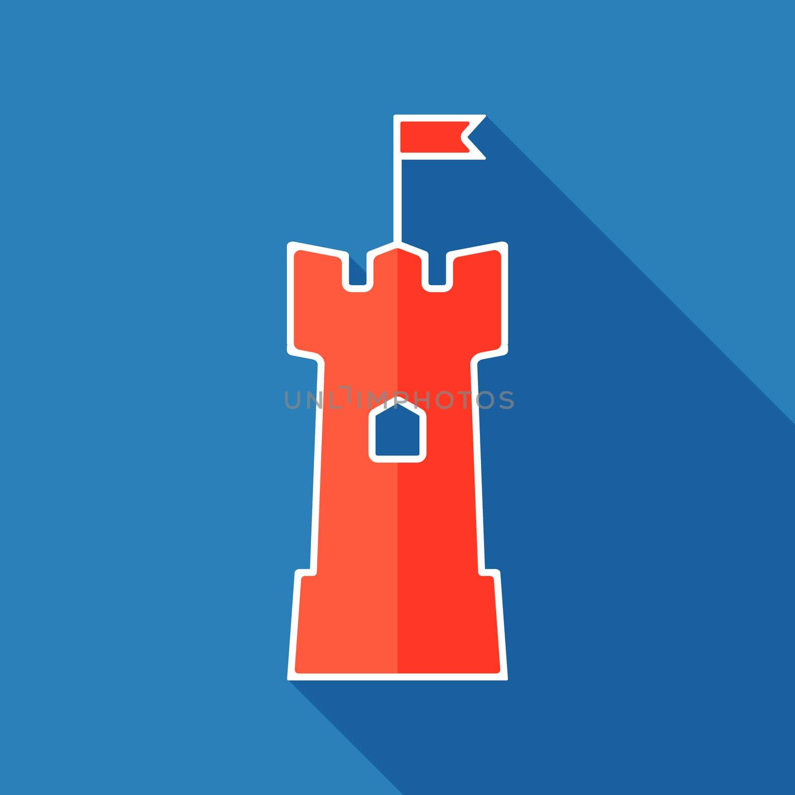 Tower flat icon. Castle tower symbol. Vector illustration