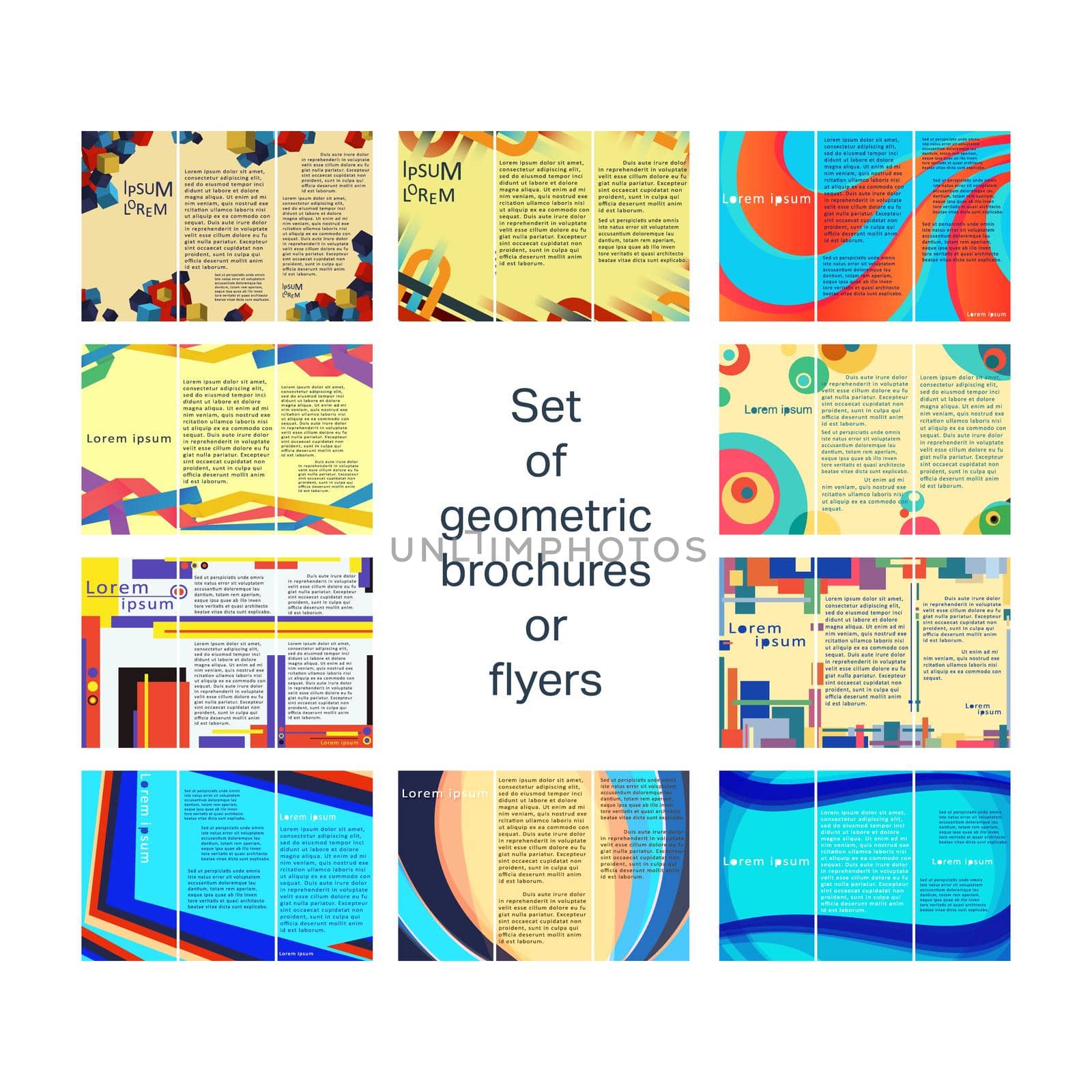 Set of brochures, flyers cover design template. Vector illustration.