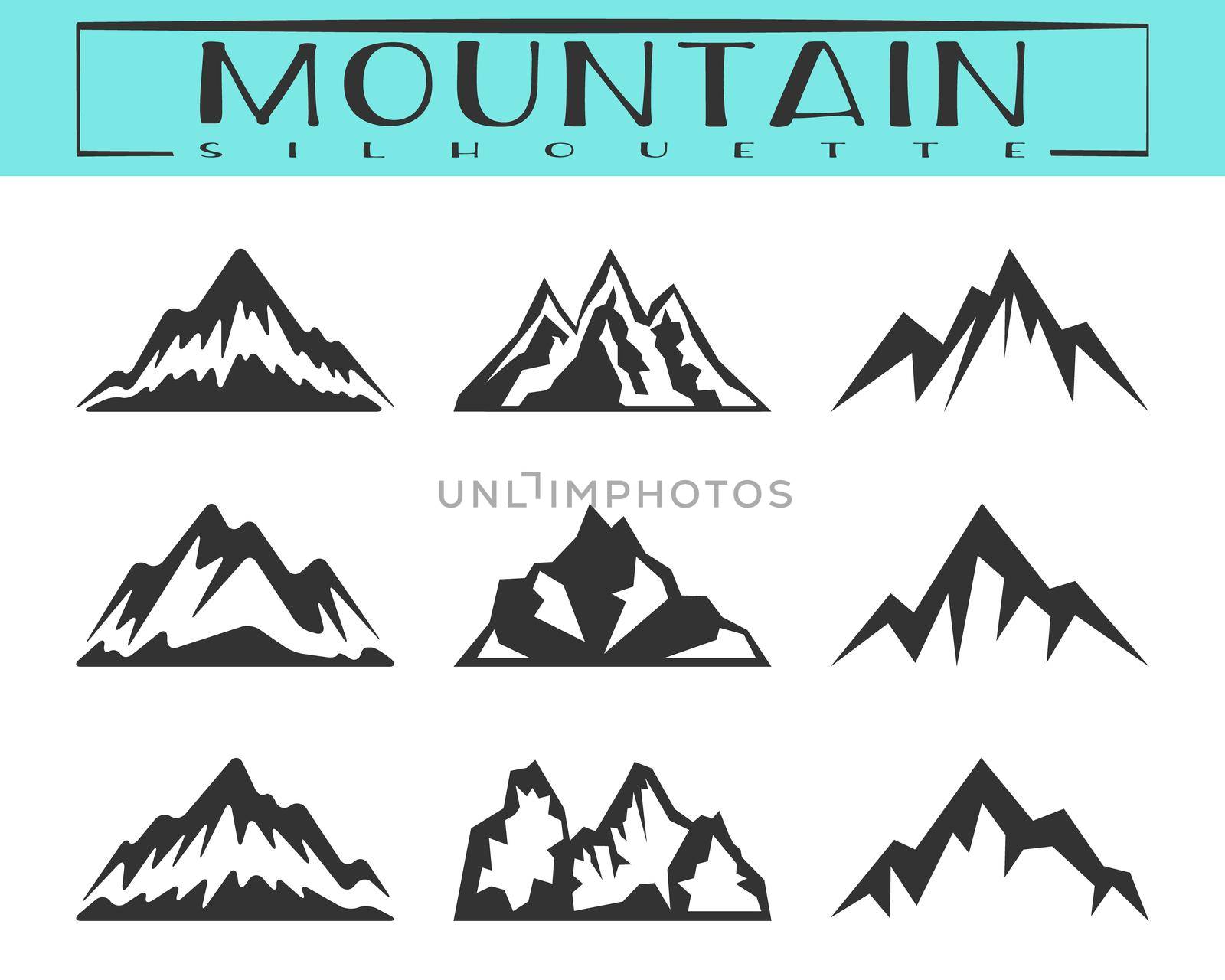 Mountain silhouette set by Bobnevv