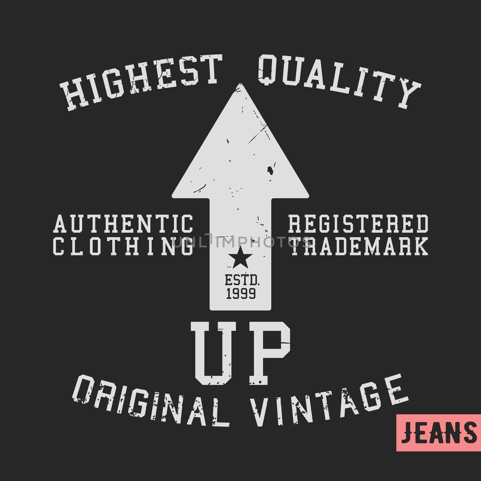 T-shirt print design. Arrow vintage stamp. Printing and badge applique label t-shirts, jeans, casual wear. Vector illustration.