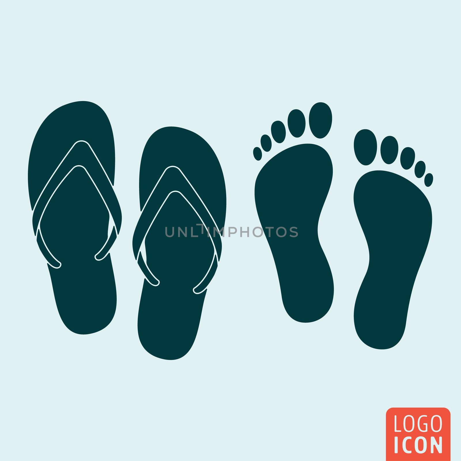 Beach slippers icon. Footprint icon. Vector illustration