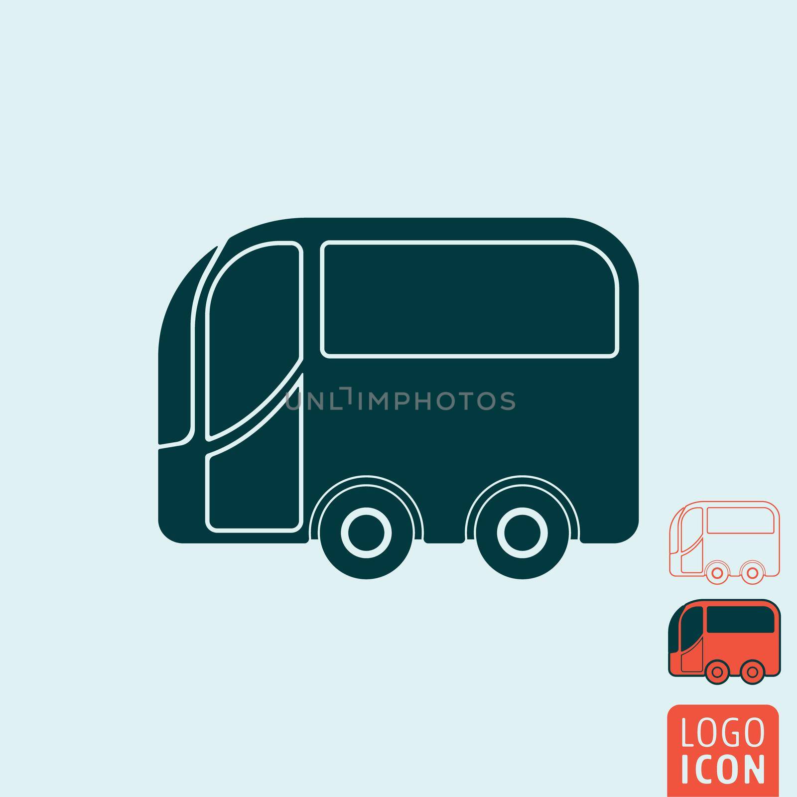 Bus icon. Bus symbol. Cartoon bus icon isolated, minimal design. Vector illustration