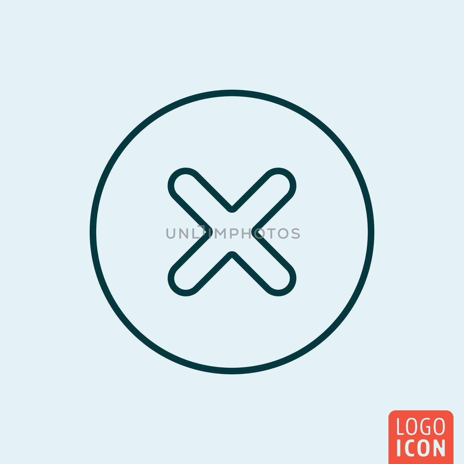 X mark Icon logo line flat design. Vector illustration.