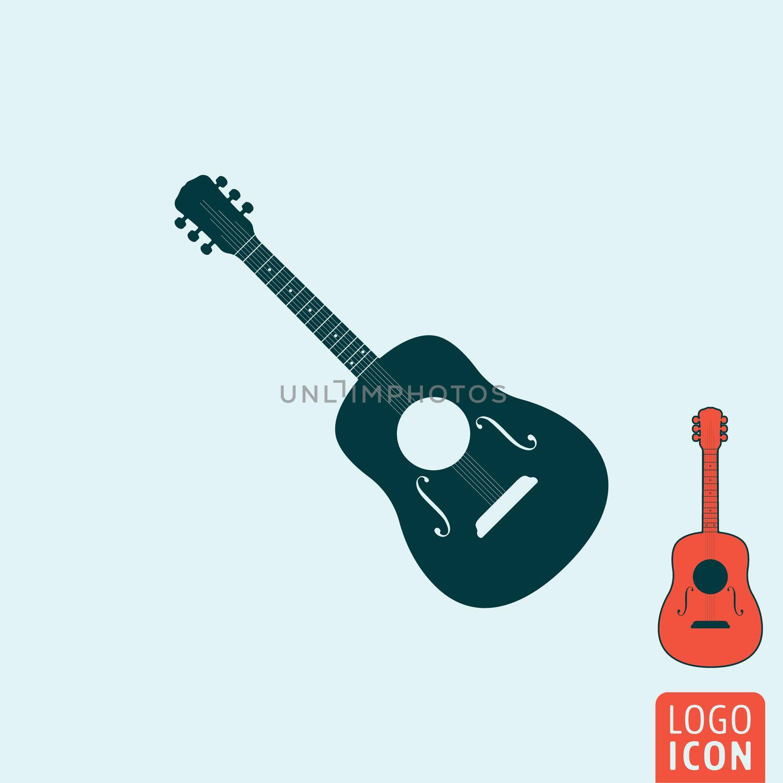 Guitar icon. Guitar logo. Guitar symbol. Classic guitar icon isolated, acoustic guitar minimal design. Vector illustration